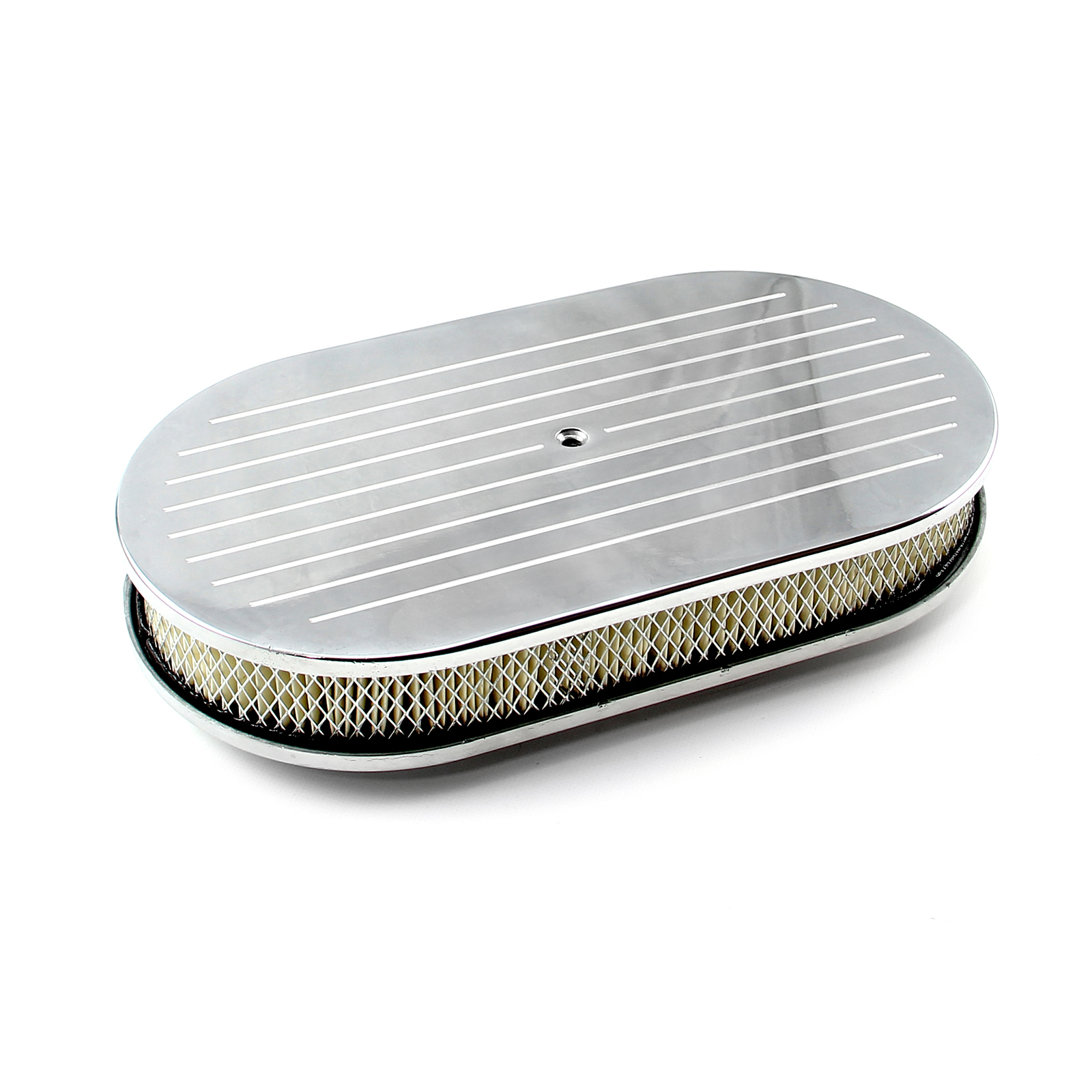 Speedmaster® PCE104.1010.02 15" x 2" Oval Ball Milled Polished Aluminum Air Cleaner Kit