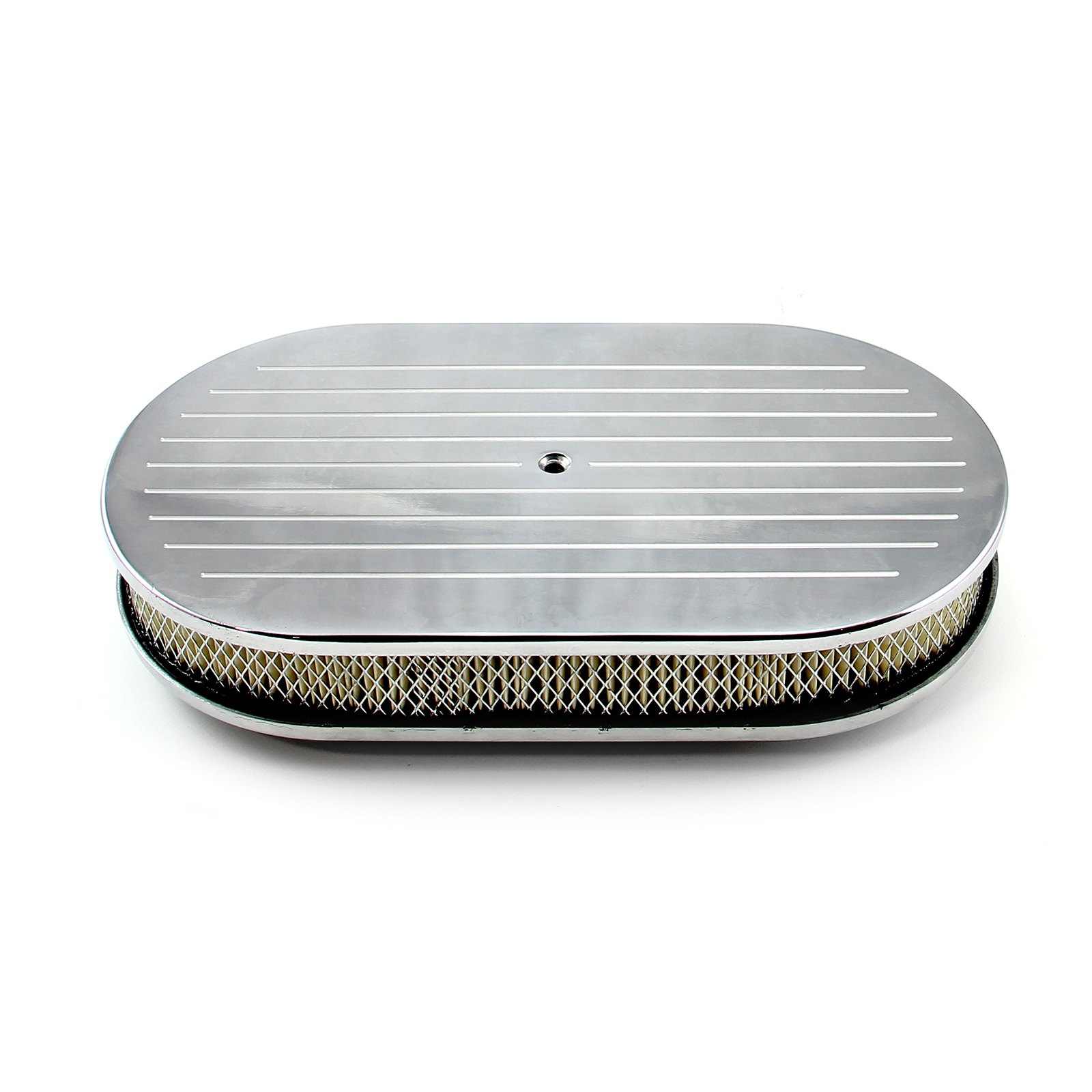 Speedmaster® PCE104.1010.02 15" x 2" Oval Ball Milled Polished Aluminum Air Cleaner Kit