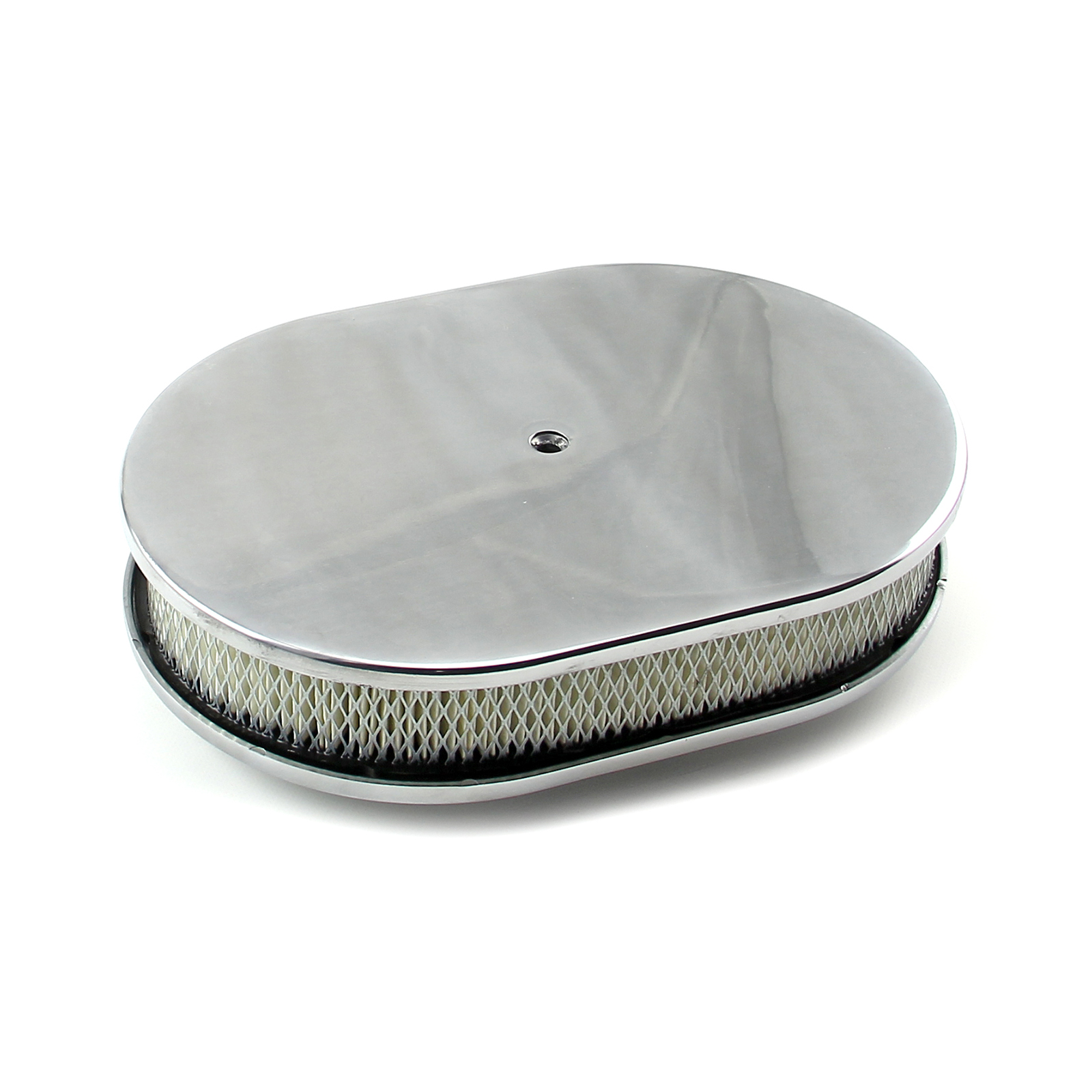 Speedmaster® PCE104.1005.01 12" x 2" Oval Plain Polished Aluminum Air Cleaner Kit