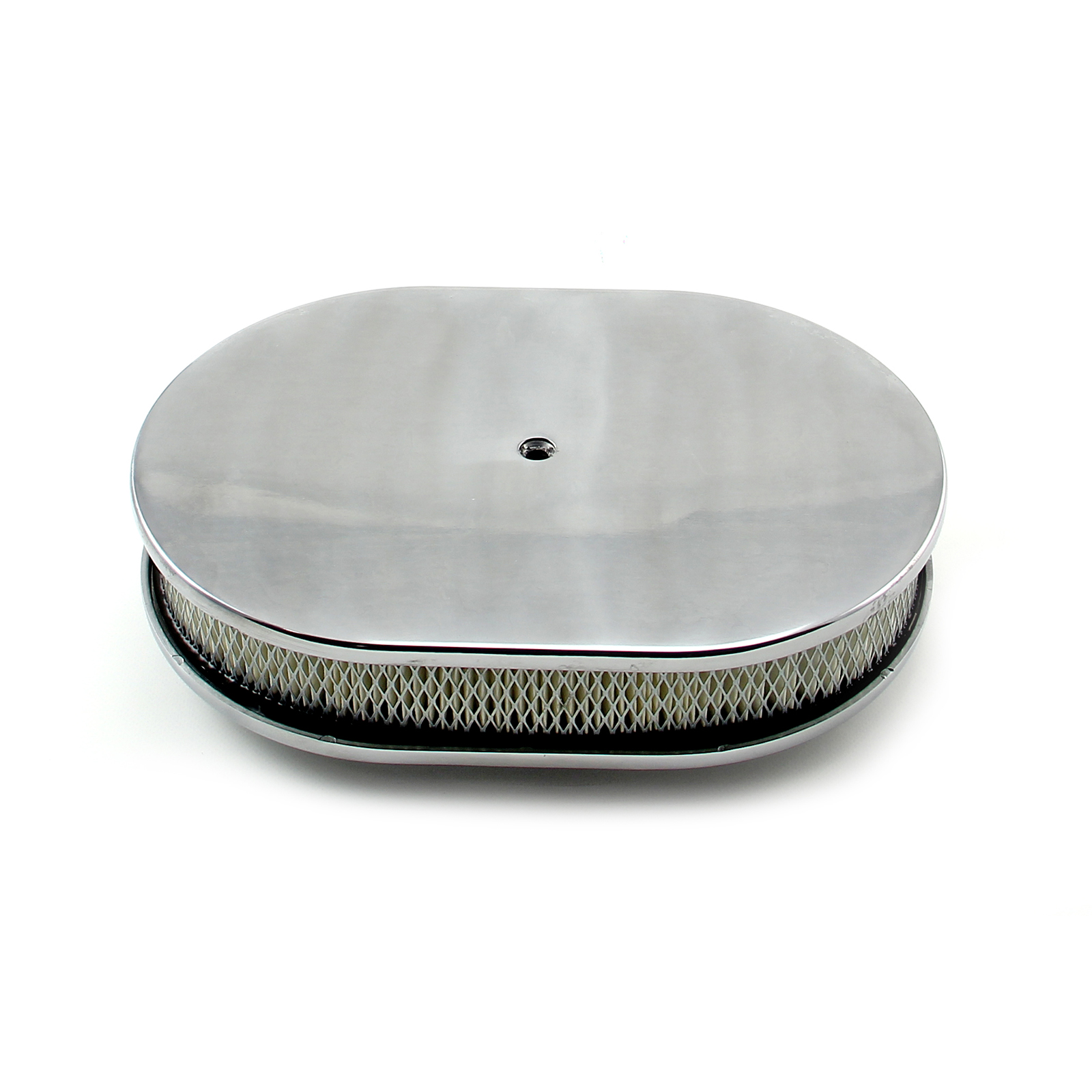 Speedmaster® PCE104.1005.01 12" x 2" Oval Plain Polished Aluminum Air Cleaner Kit