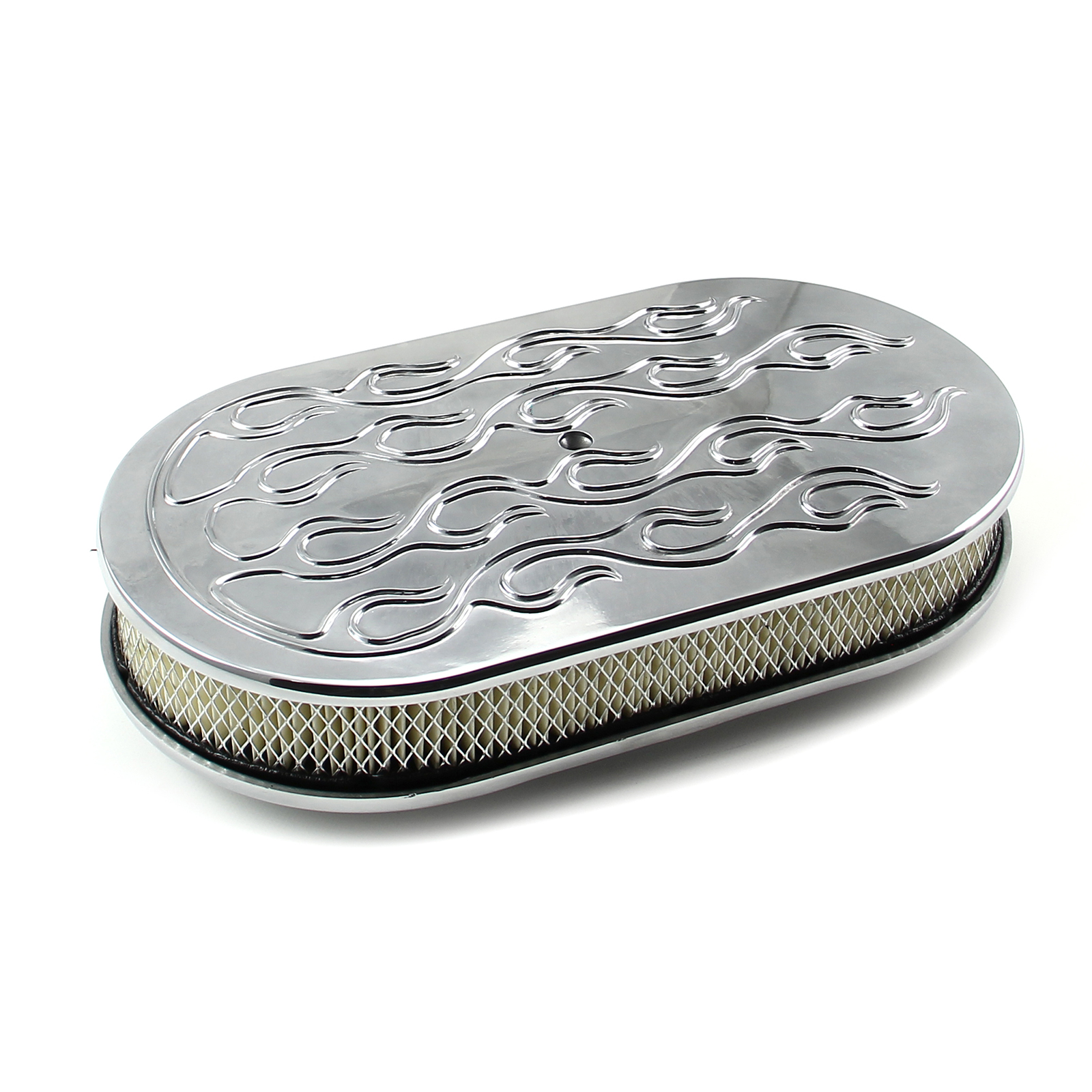Speedmaster® PCE104.1010.05 15" x 2" Oval Flamed Polished Aluminum Air Cleaner Kit
