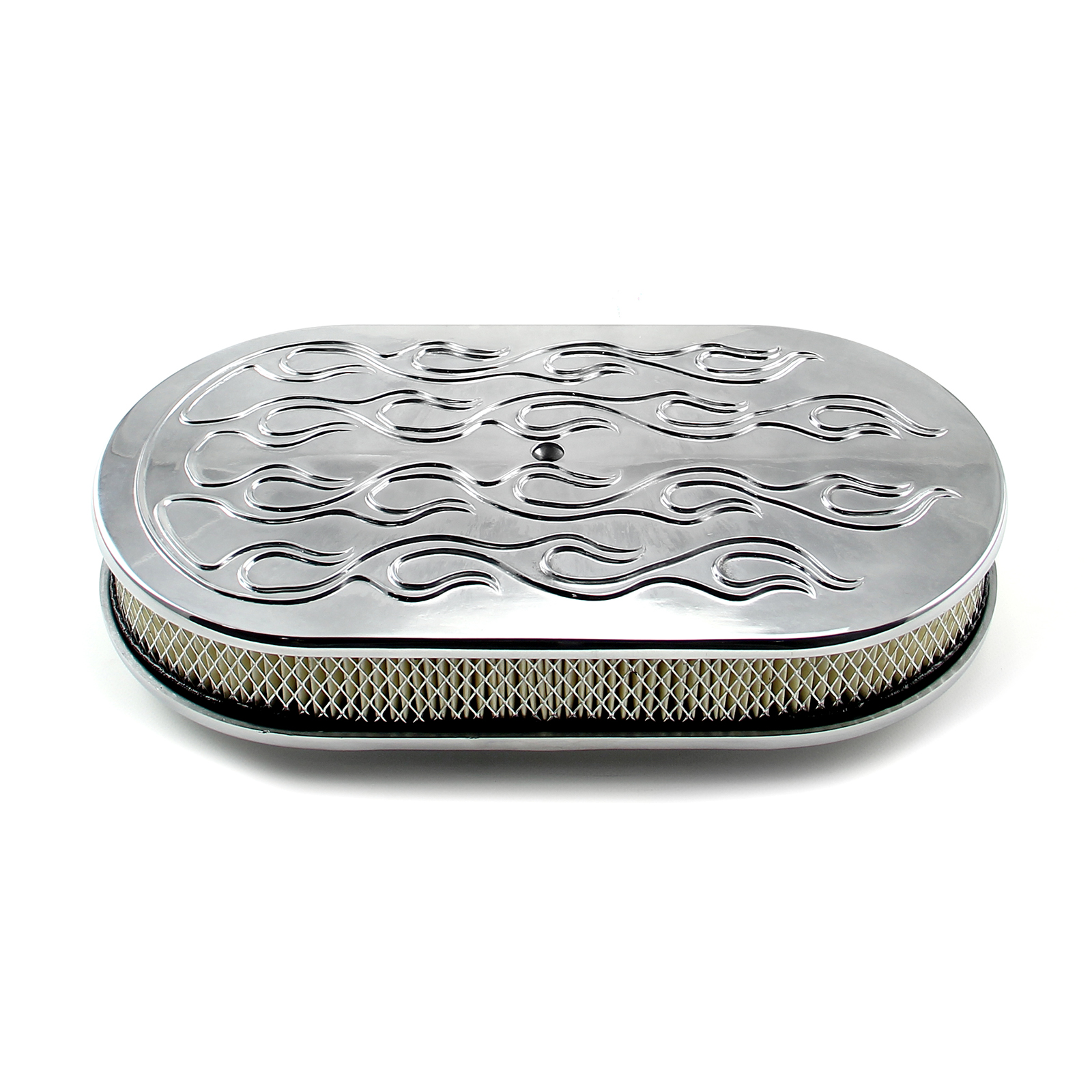 Speedmaster® PCE104.1010.05 15" x 2" Oval Flamed Polished Aluminum Air Cleaner Kit