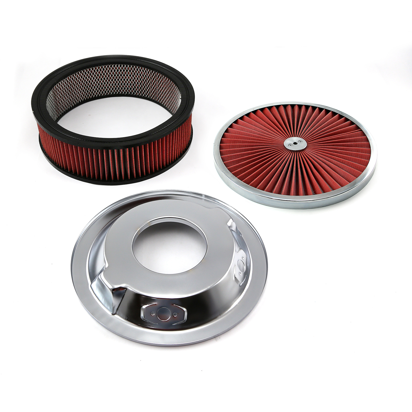 Speedmaster® PCE104.1026.07 14" x 4" Washable Element Extreme Top w/Chrome Ring Dropped Base Air Cleaner Kit