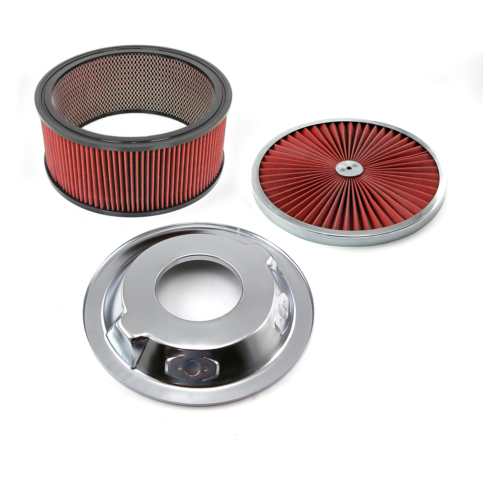 Speedmaster® PCE104.1026.08 14" x 6" Washable Element Extreme Top w/Chrome Ring Dropped Base Air Cleaner Kit