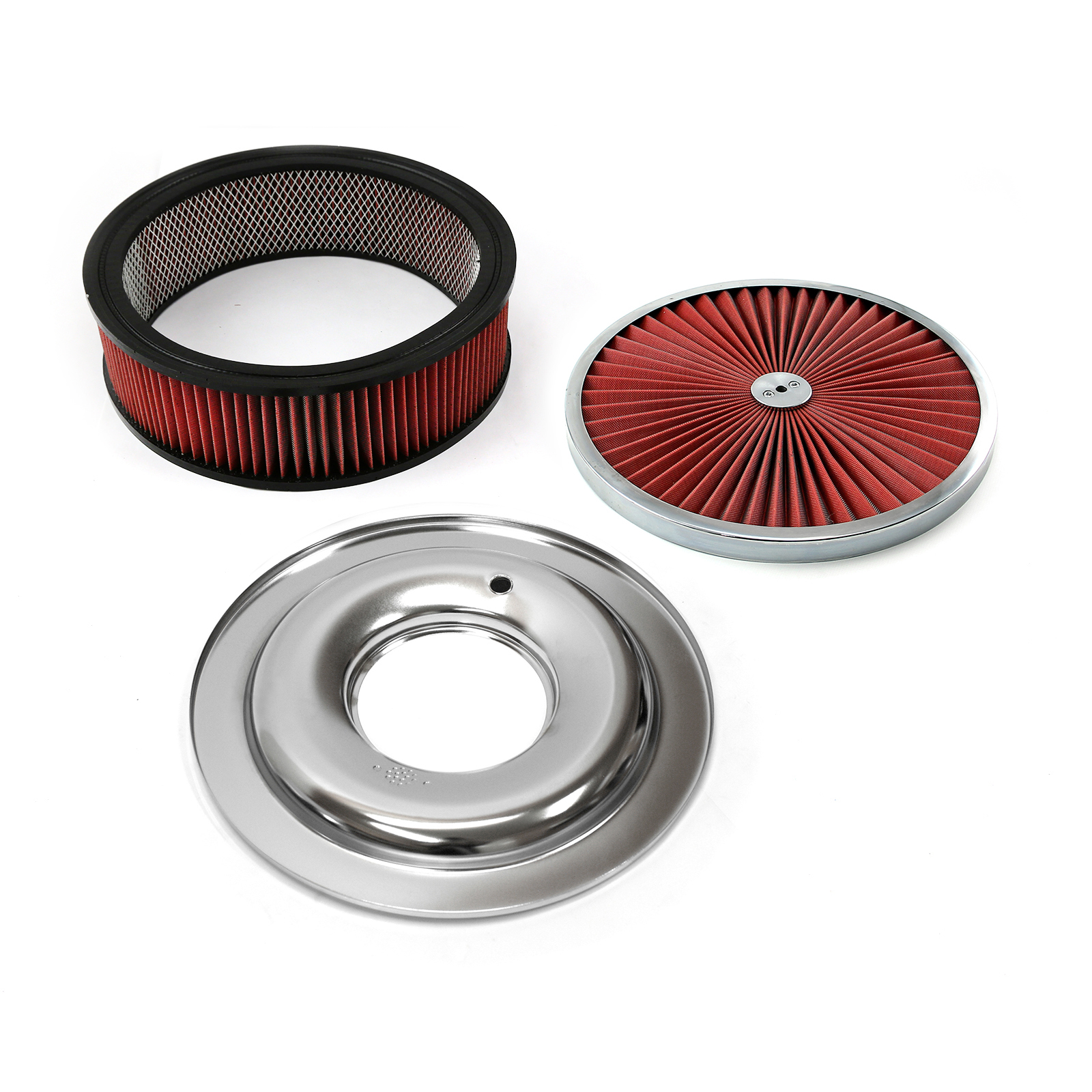 Speedmaster® PCE104.1030.07 14" x 4" Washable Element Extreme Top w/Chrome Ring Flat Base Air Cleaner Kit