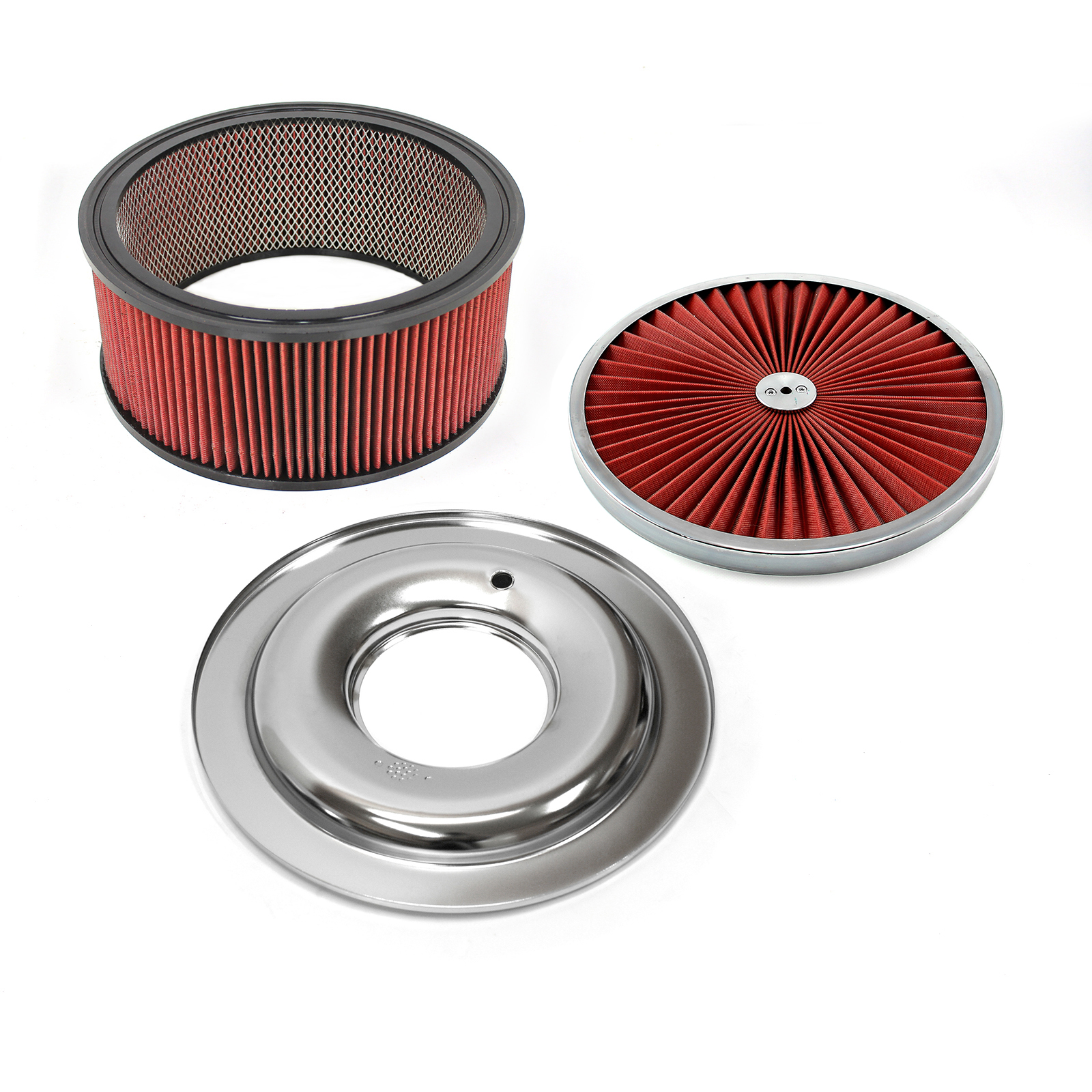 Speedmaster® PCE104.1030.08 14" x 6" Washable Element Extreme Top w/Chrome Ring Flat Base Air Cleaner Kit
