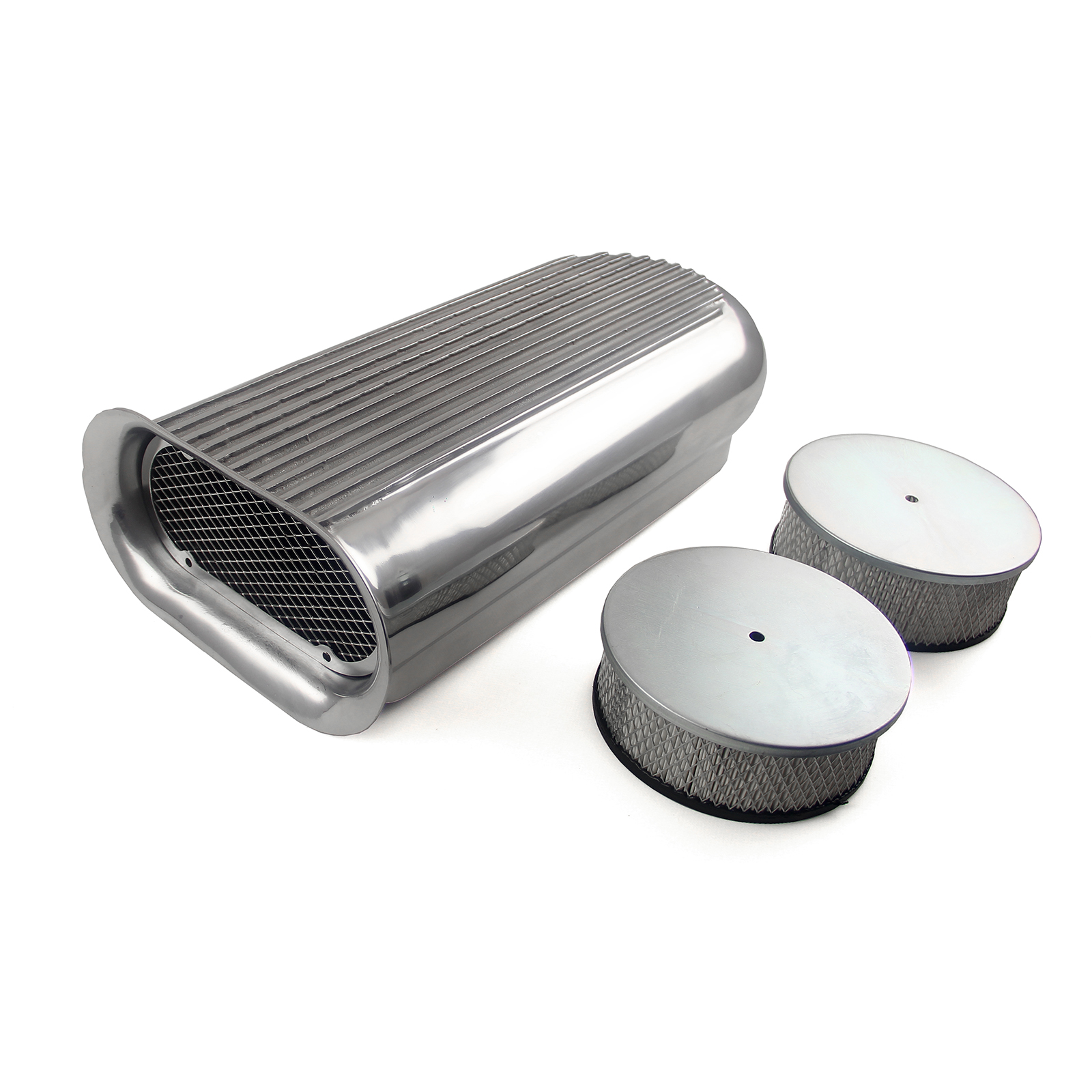Speedmaster® PCE106.1002 Polished Aluminum Dual Carburetor Hilborn Style Hood Scoop