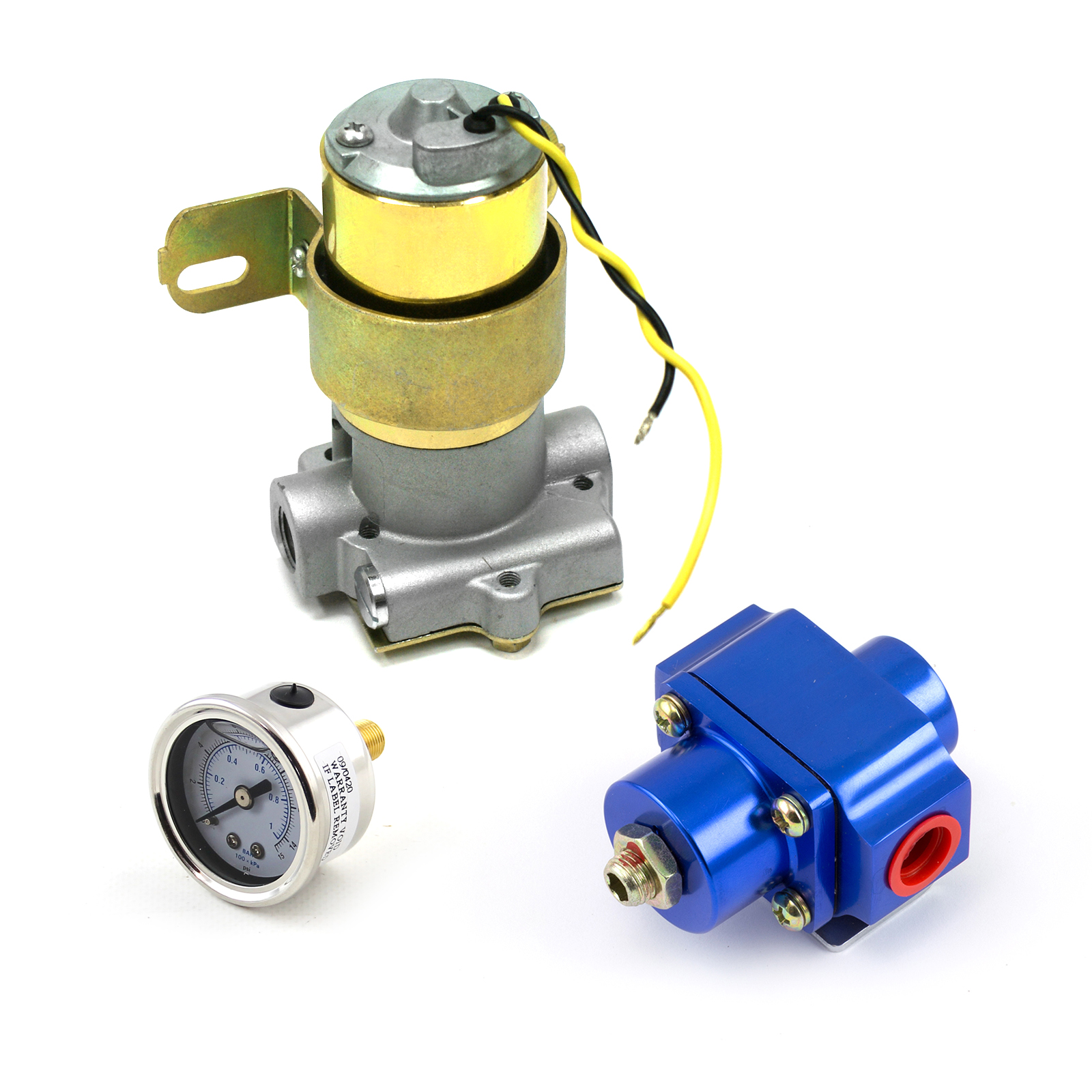 Speedmaster® PCE145.1026 110 Gph Universal Electric Fuel Pump Blue Regulator & Gauge Combo Kit