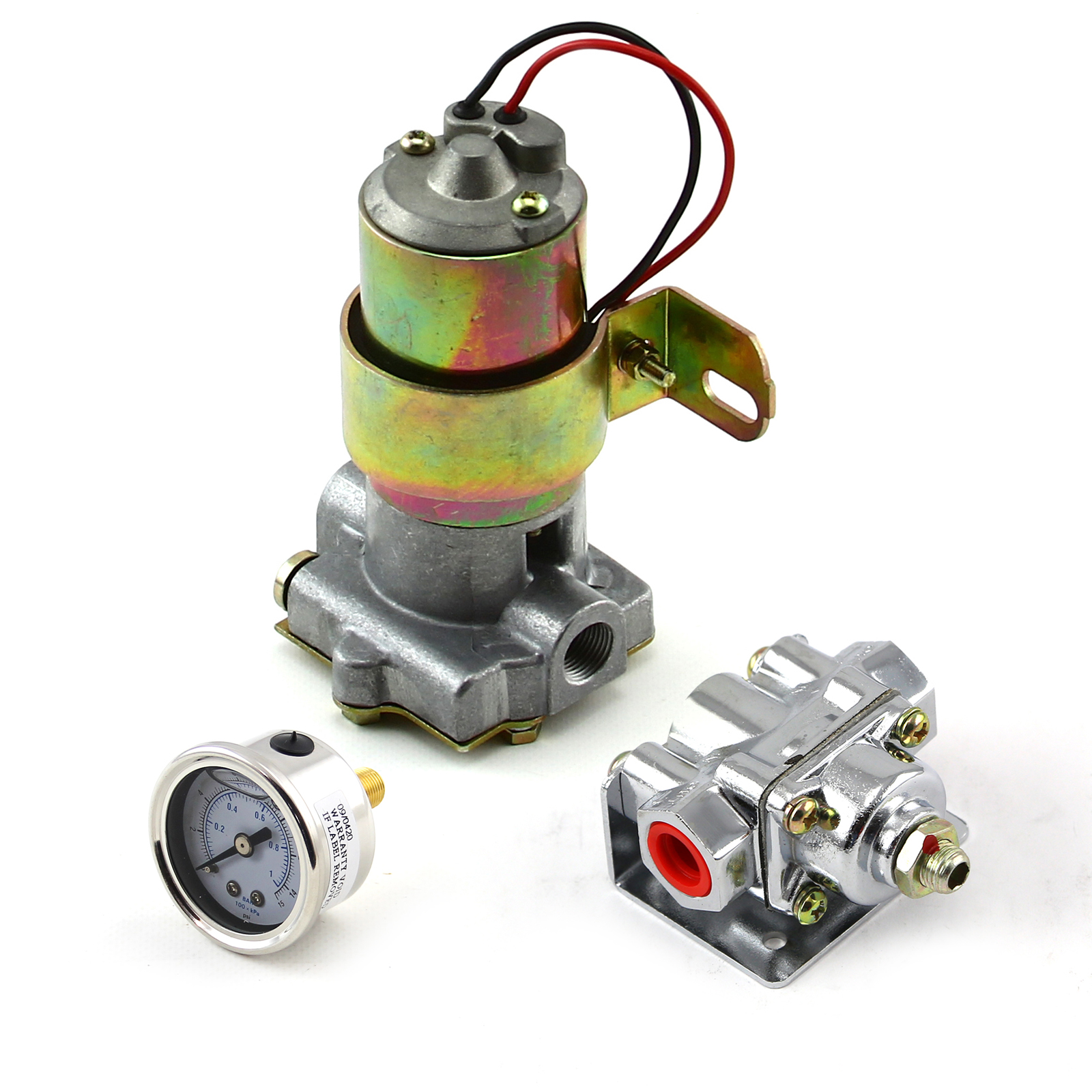 Speedmaster® PCE145.1028 140 Gph Universal Electric Fuel Pump Chrome Regulator & Gauge Combo Kit