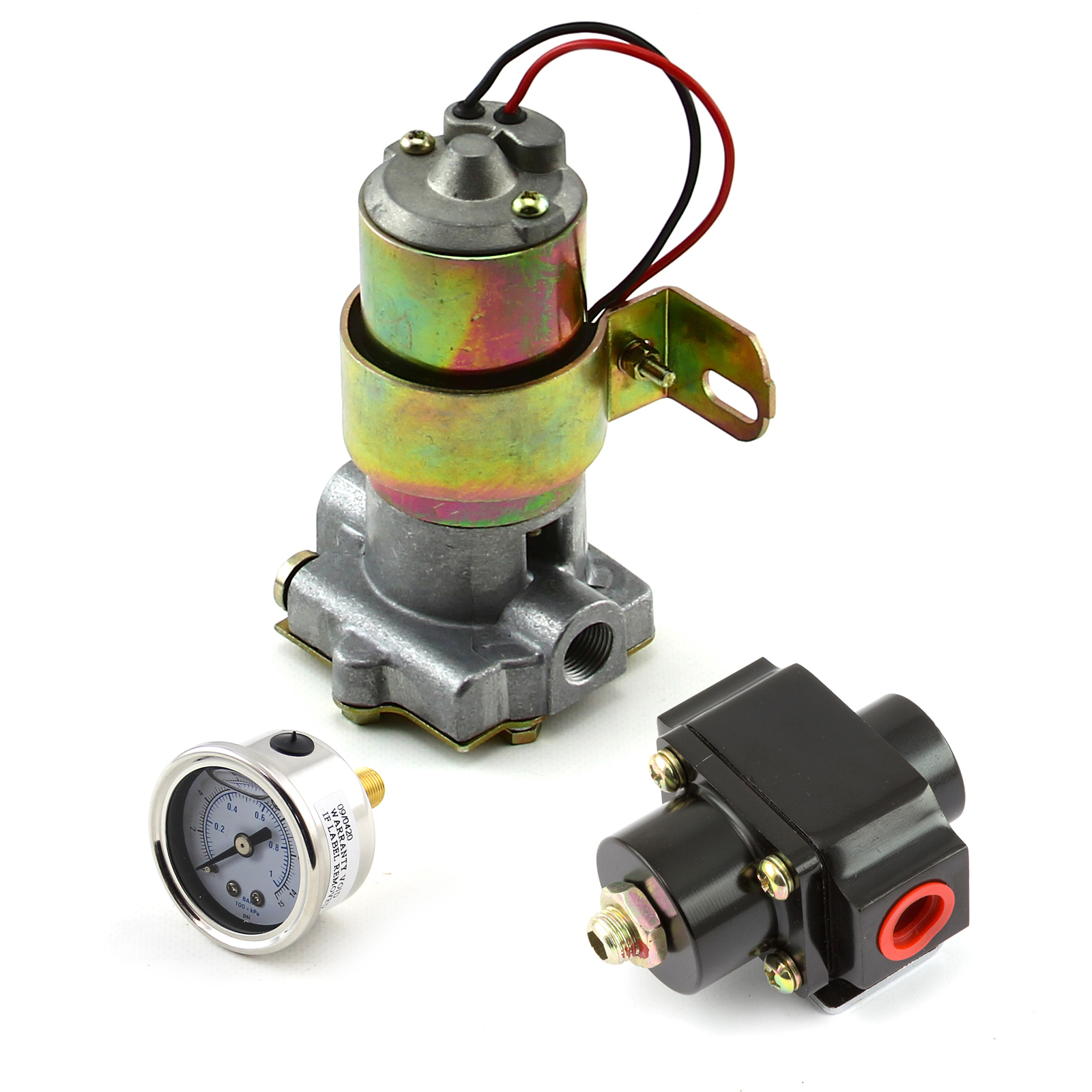 Speedmaster® PCE145.1031 140 Gph Universal Electric Fuel Pump Black Regulator & Gauge Combo Kit