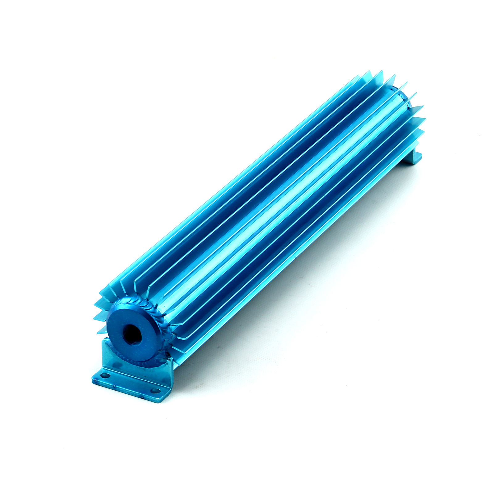15" Blue Anodized Single Pass Transmission Oil Cooler With Fittings