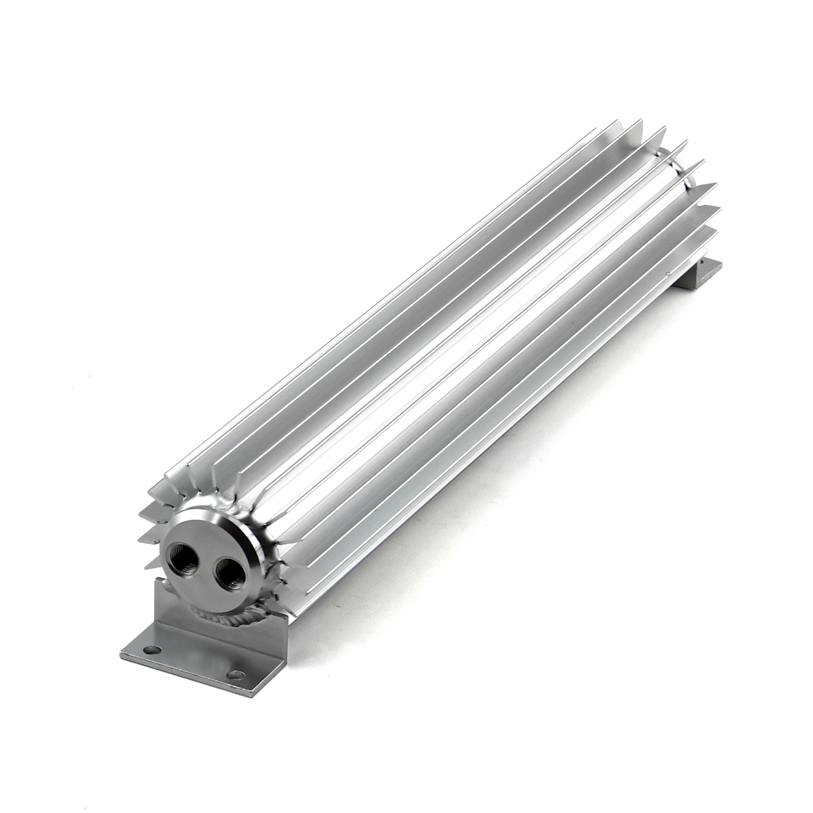 Speedmaster® PCE186.1020 15" Silver Anodized Dual Pass Transmission Oil Cooler With Fittings