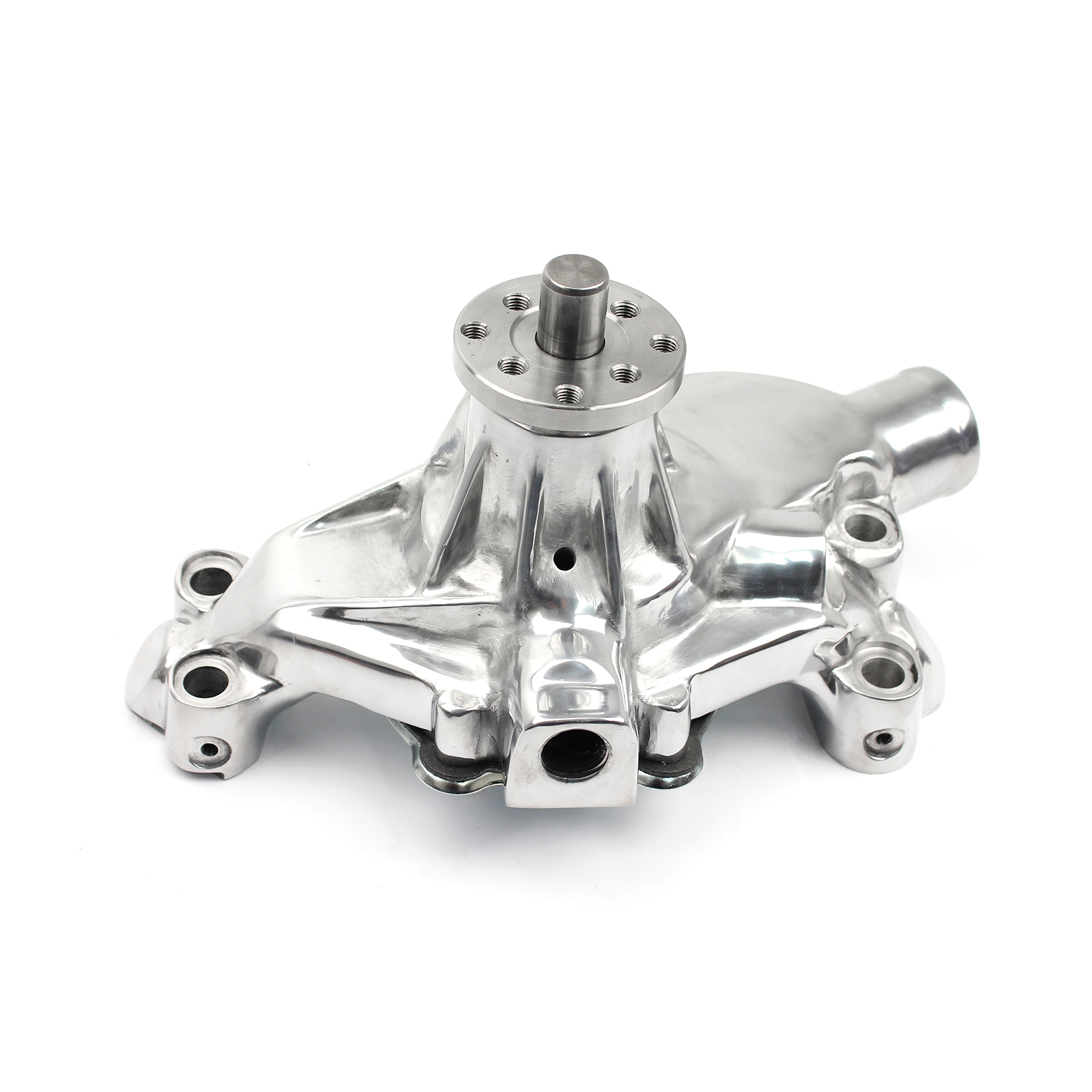 Chevy SBC 350 High Volume Aluminum Short Water Pump Polished w/ Heater Port