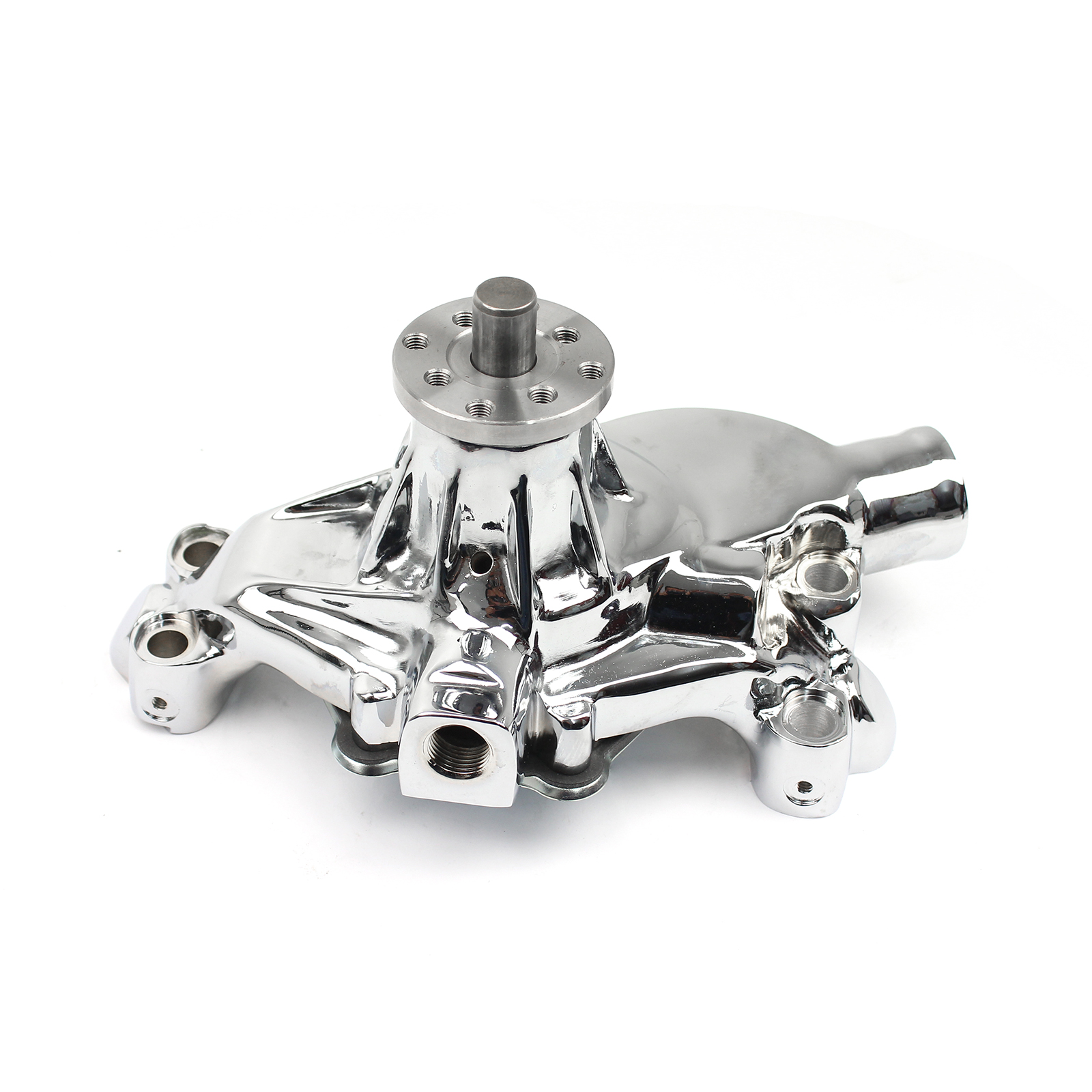 Speedmaster® PCE195.1083.03 Chevy SBC 350 High Volume Aluminum Short Water Pump with Heater Port [Chrome]
