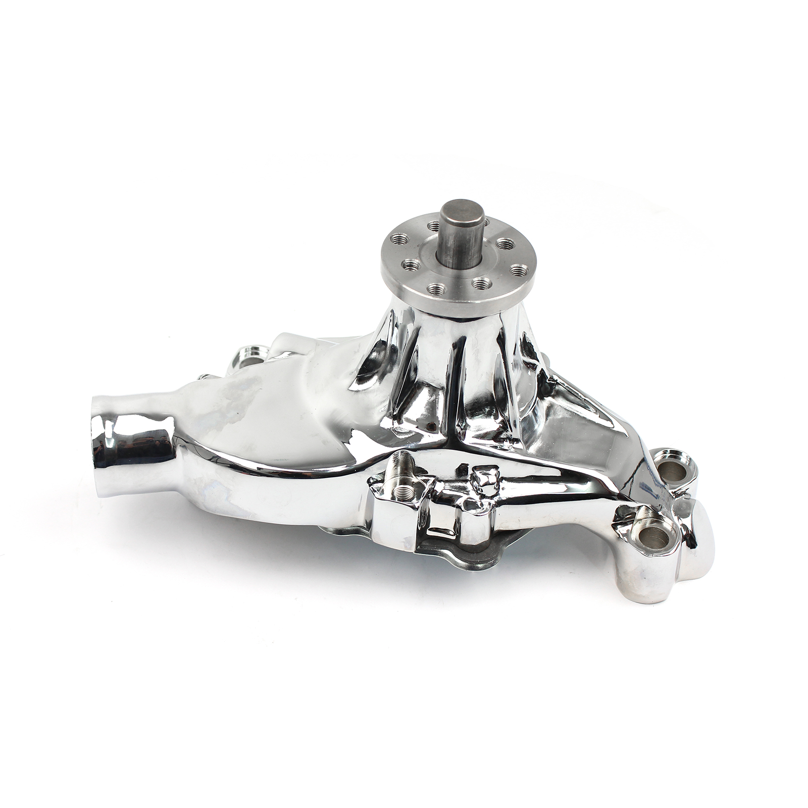 Speedmaster® PCE195.1083.03 Chevy SBC 350 High Volume Aluminum Short Water Pump with Heater Port [Chrome]