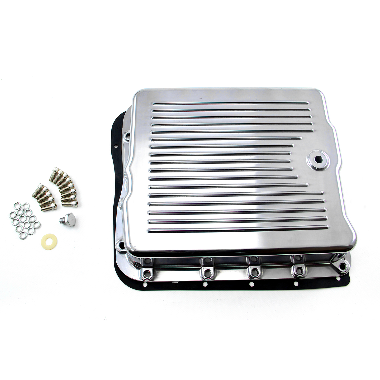 Speedmaster® PCE221.1006 Turbo 700R4 Finned Aluminum Transmission Oil Pan Set Polised (w/Bolts & Gasket)