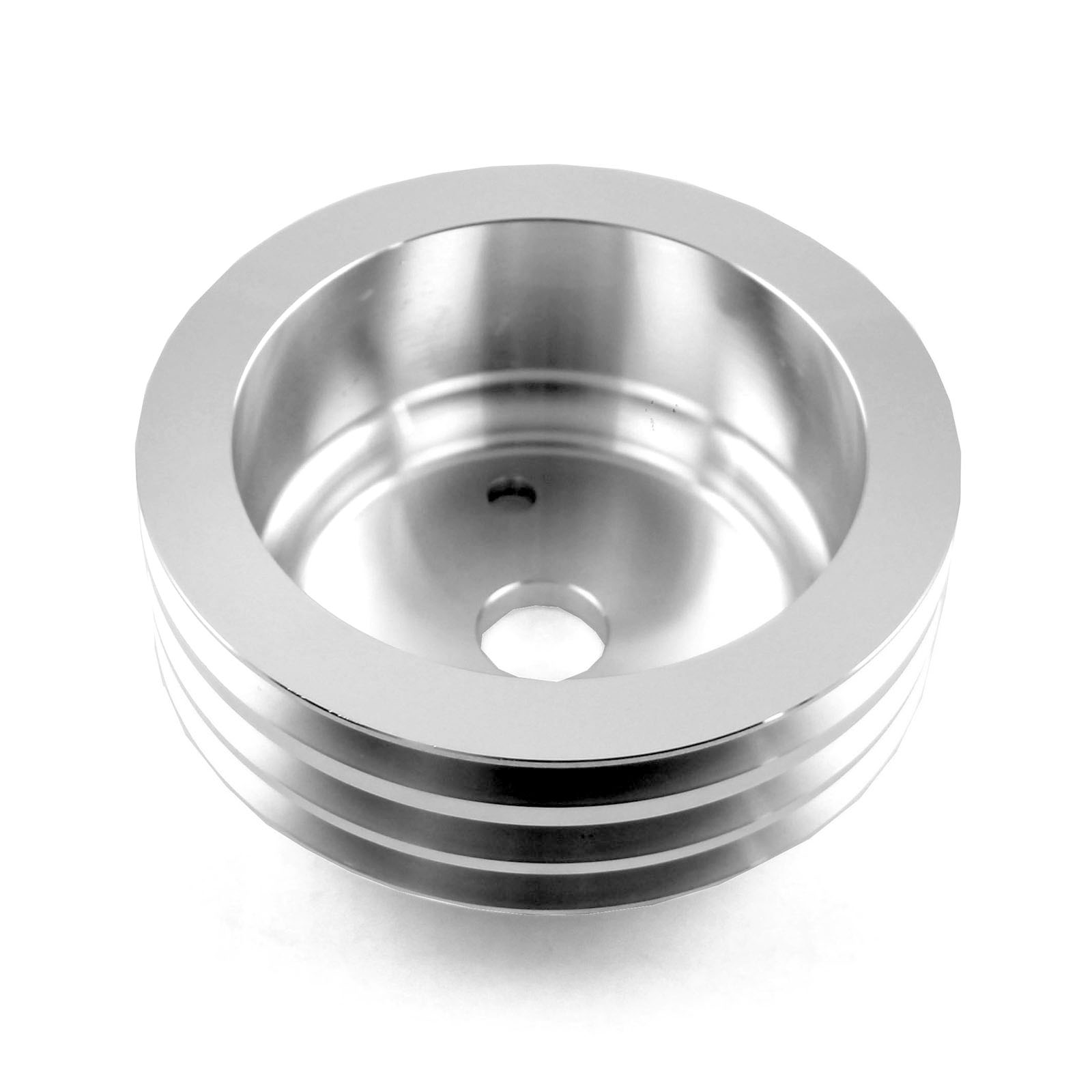 Speedmaster® PCE239.1006 Chevy SBC 350 Billet Aluminum Short Water Pump Swp 3 Groove Crank Pulley