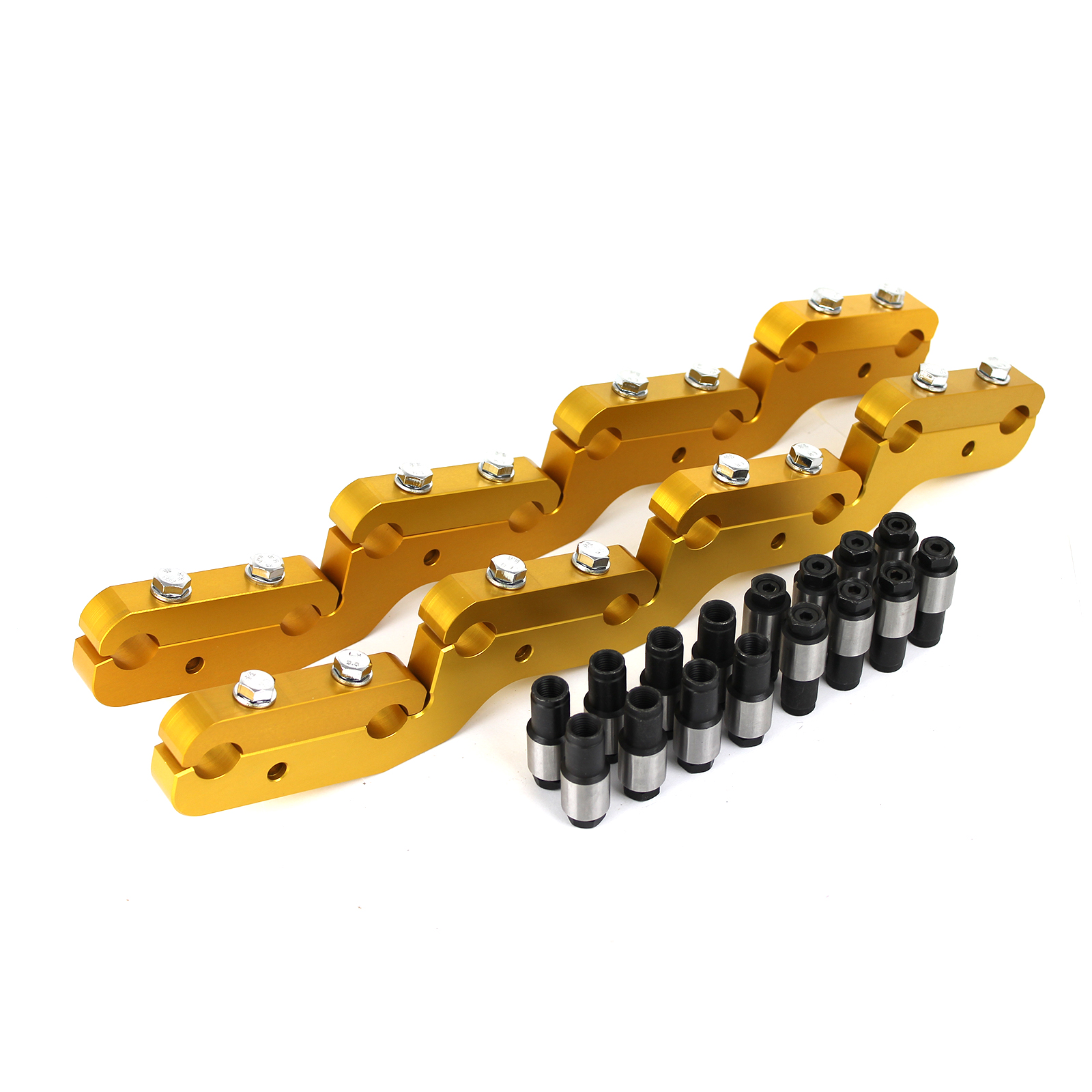 Ford 351C Cleveland Rocker Stud Girdle Kit Gold With 7/16" Polylock Nuts