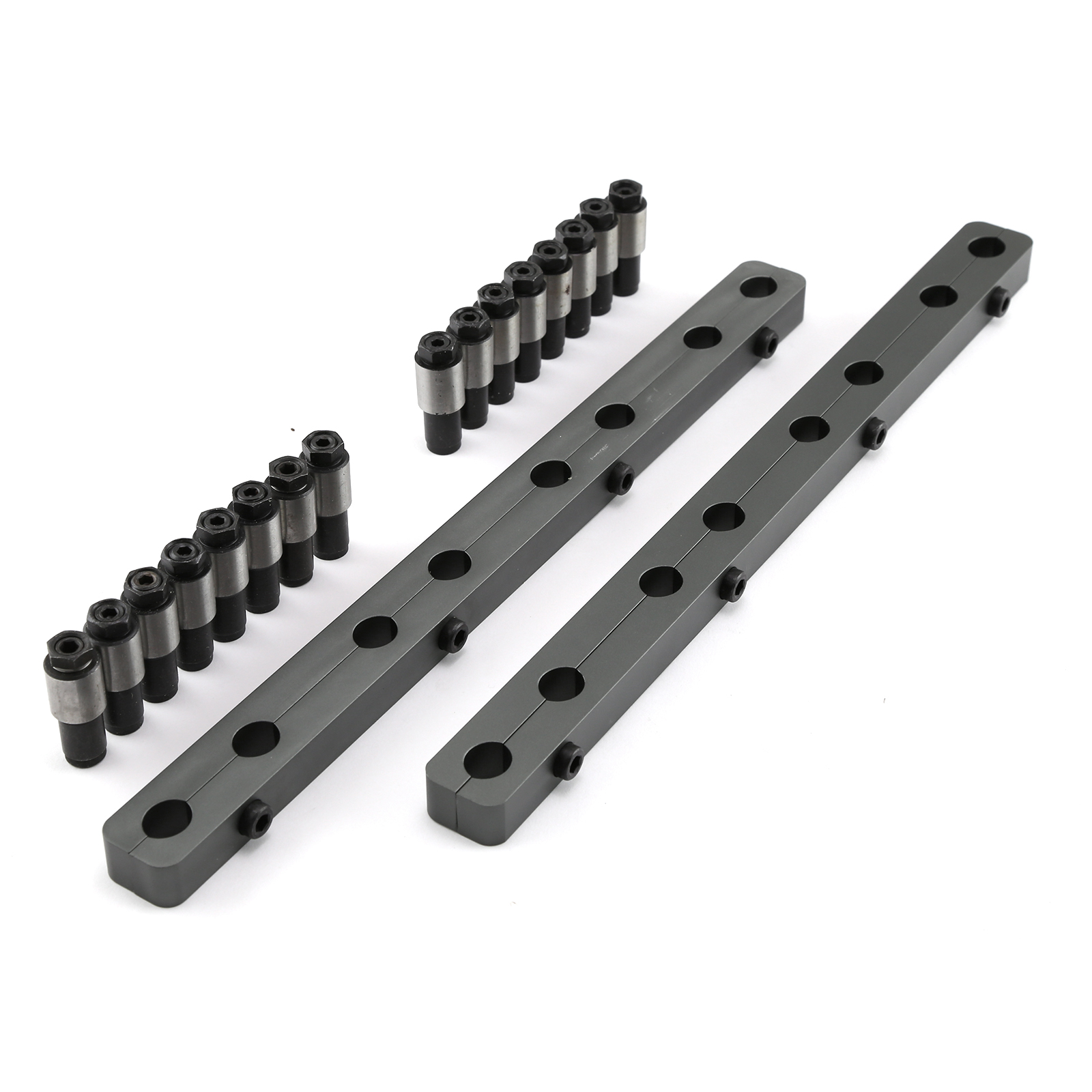 Ford SB 289 302 351 Windsor Rocker Stud Girdle Kit Silver With 7/16" Polylock Nuts