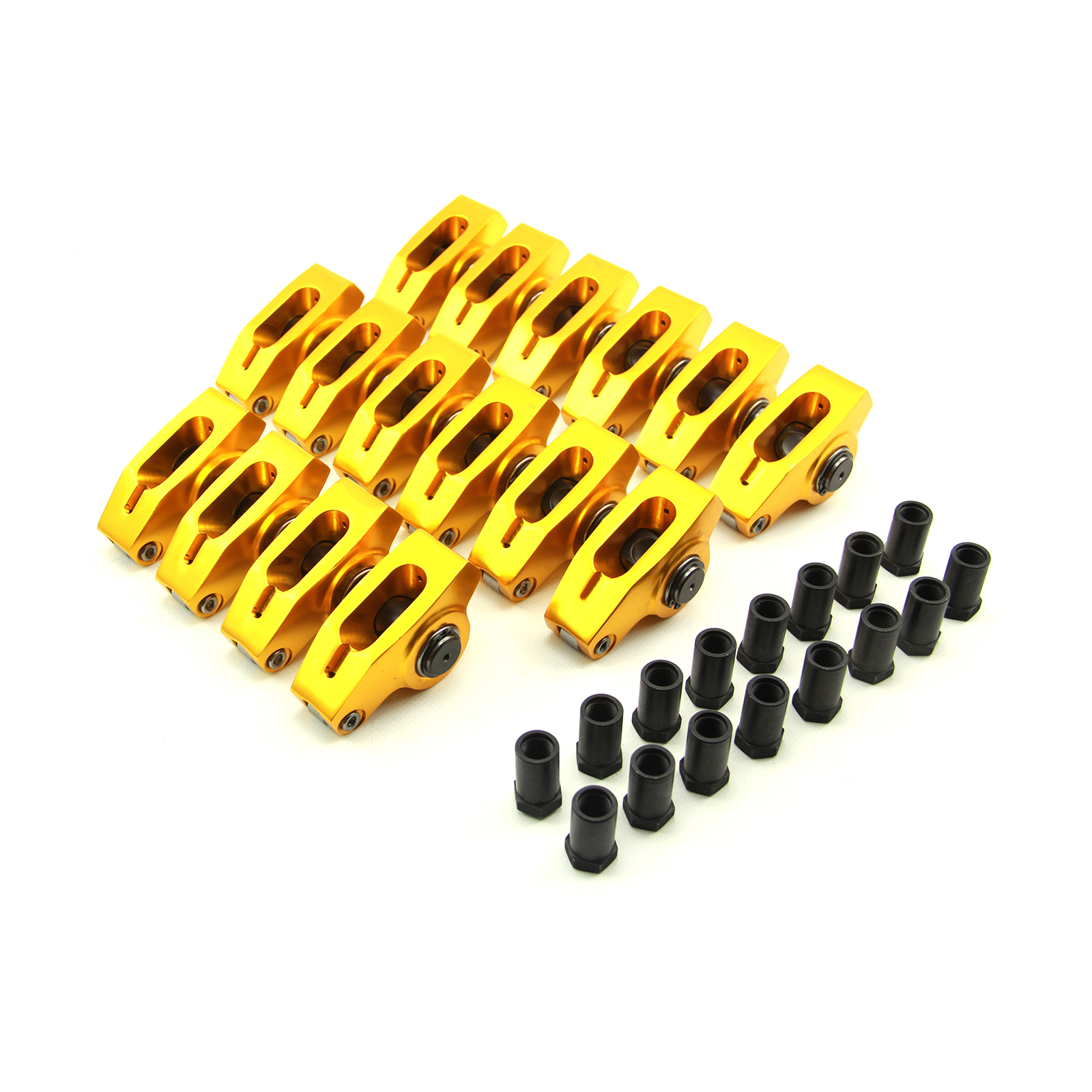 Ford SB 289 302 351 Windsor 1.6 3/8 Aluminum Roller Rocker Arms - Gold