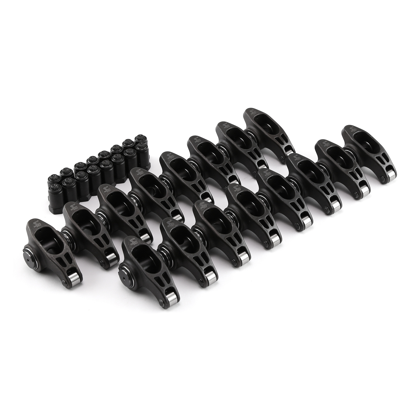 Ford SB 302 351w 1.7 Ratio 7/16" Ultra Black Chromoly Roller Rocker Arms Set