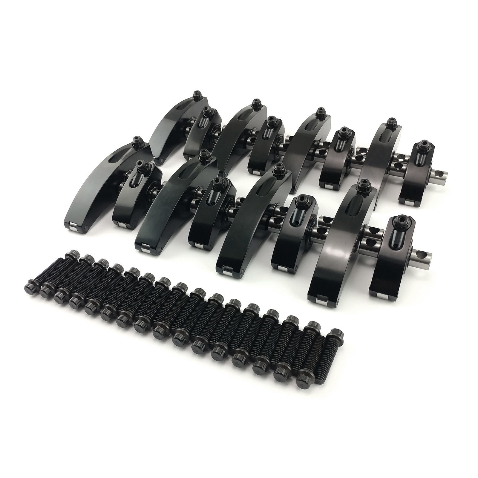 Ford 429 Boss 1.73 Ratio Aluminum Shaft Roller Rocker Arms Set [Black]