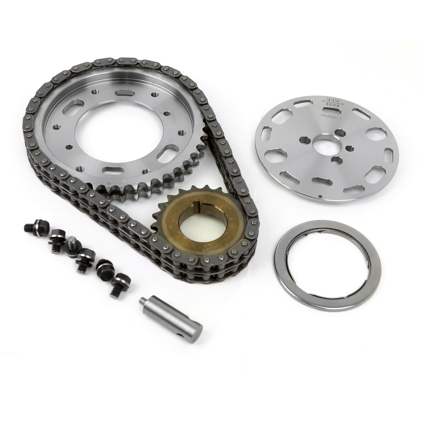 Speedmaster® PCE264.1017 Chevy SBC 350 Double Roller 2pc Adj Billet Steel Timing Chain Kit