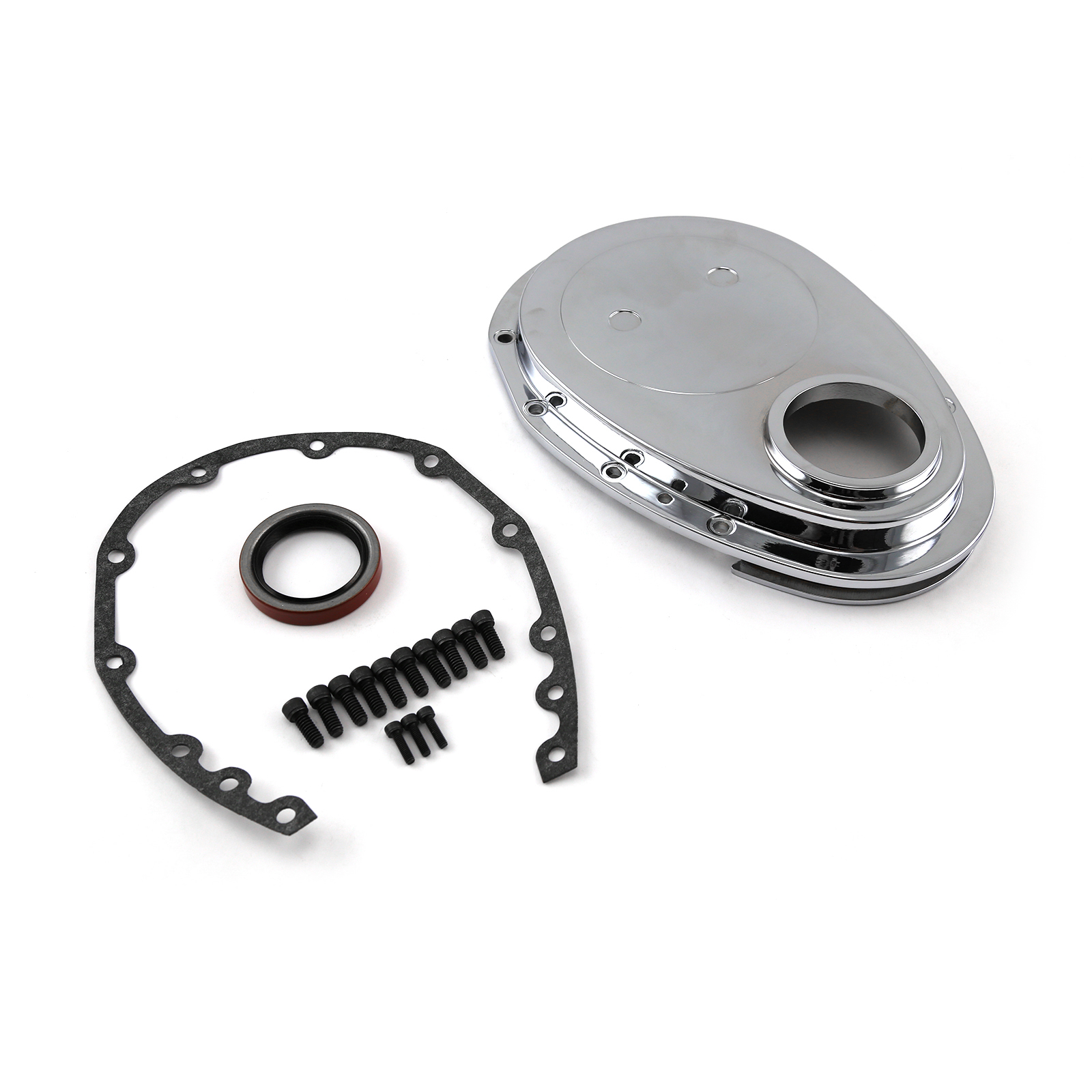 fits Chevy SBC 350 Aluminum Timing Chain Cover Chrome w/Gasket, Seal eBay