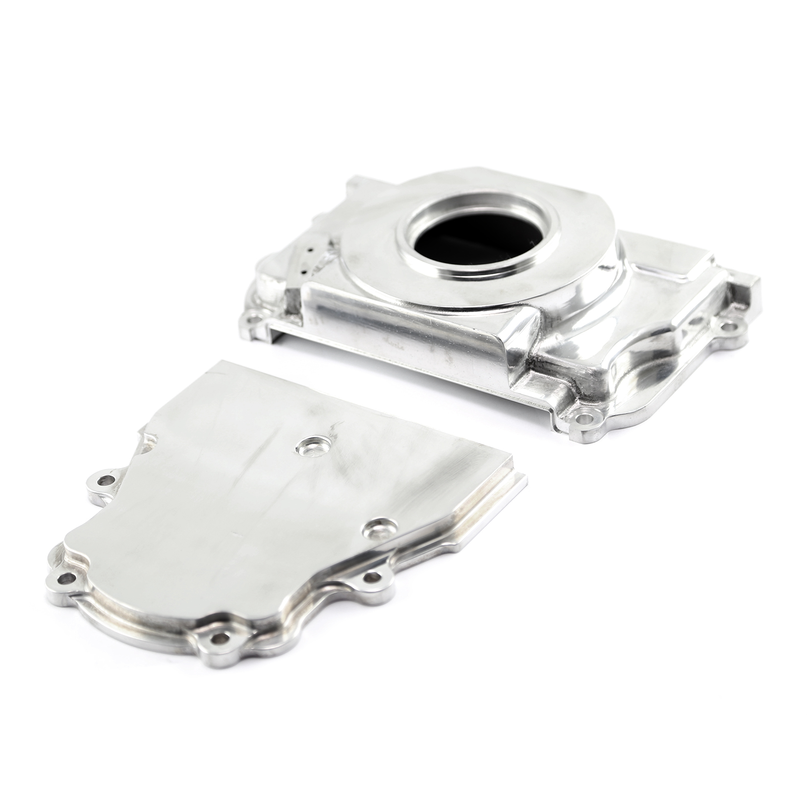 Chevy GM GEN III LS1 LS6 Polished Front 2pc Timing Cover without Cam Sensor Port