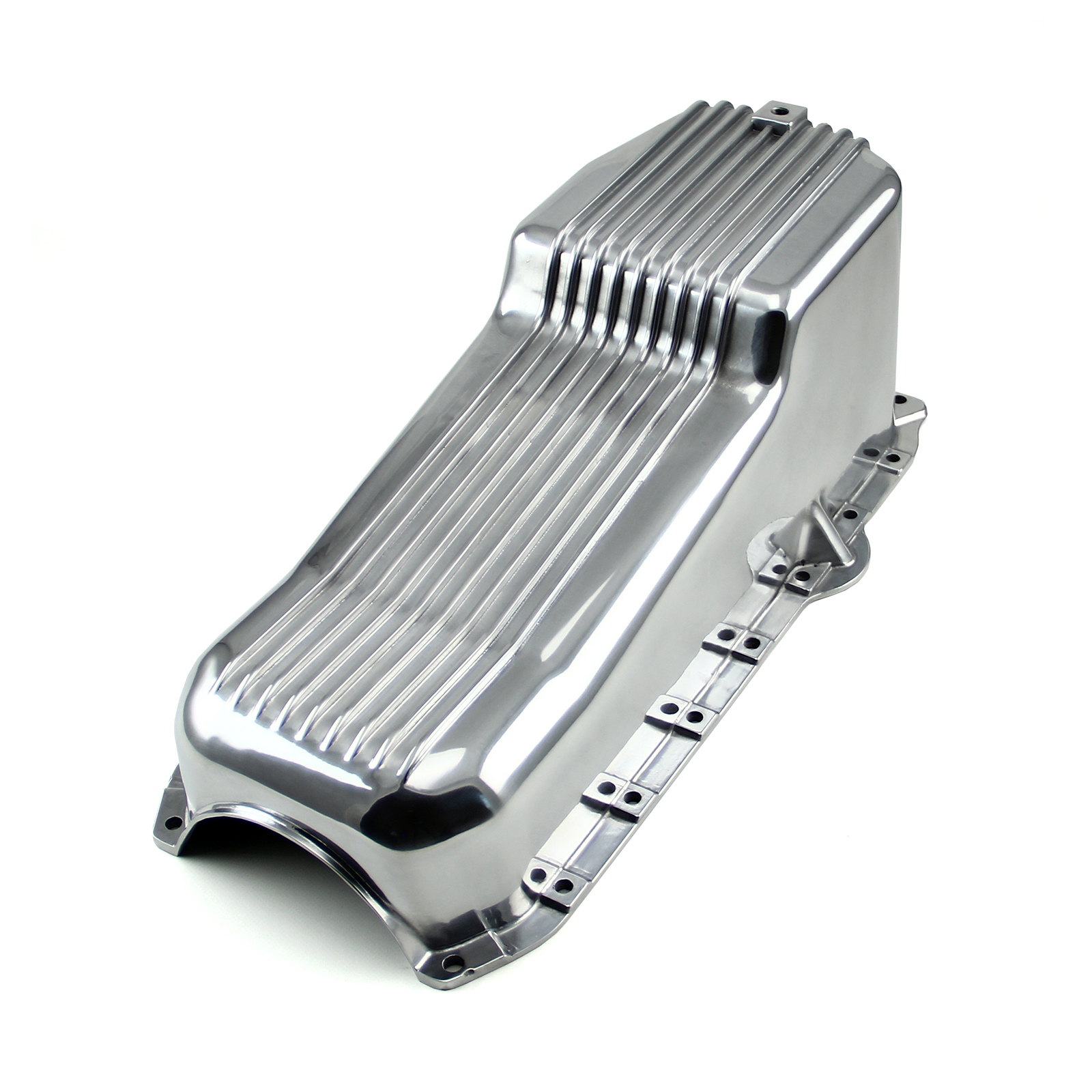 Chevy SBC 350 1Pcs Rms 1986-Up P/Side Polished Finned Aluminum Oil Pan