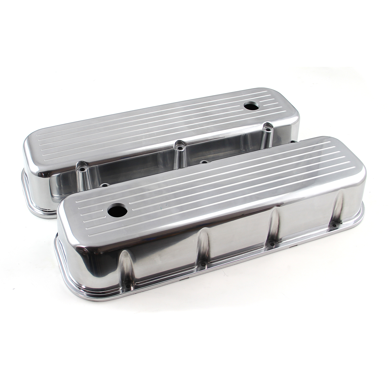 Speedmaster® PCE314.1028.06 Chevy BBC 454 Polished Aluminum Ball Milled Valve Cover - Tall w/ Hole