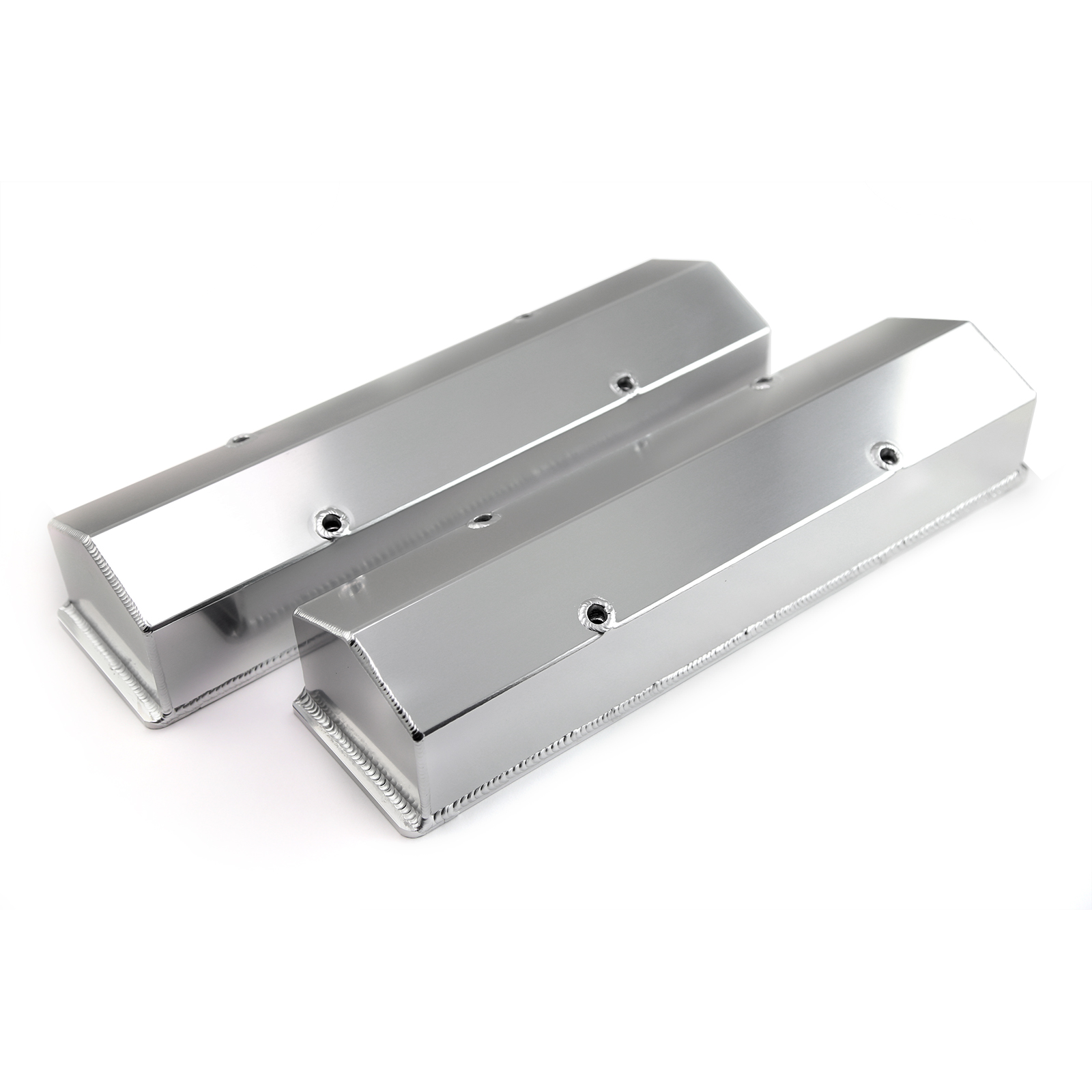 Speedmaster® PCE314.1099.01 Chevy SBC 350 Polished Long Bolt Fabricated Valve Covers - Tall w/o Hole