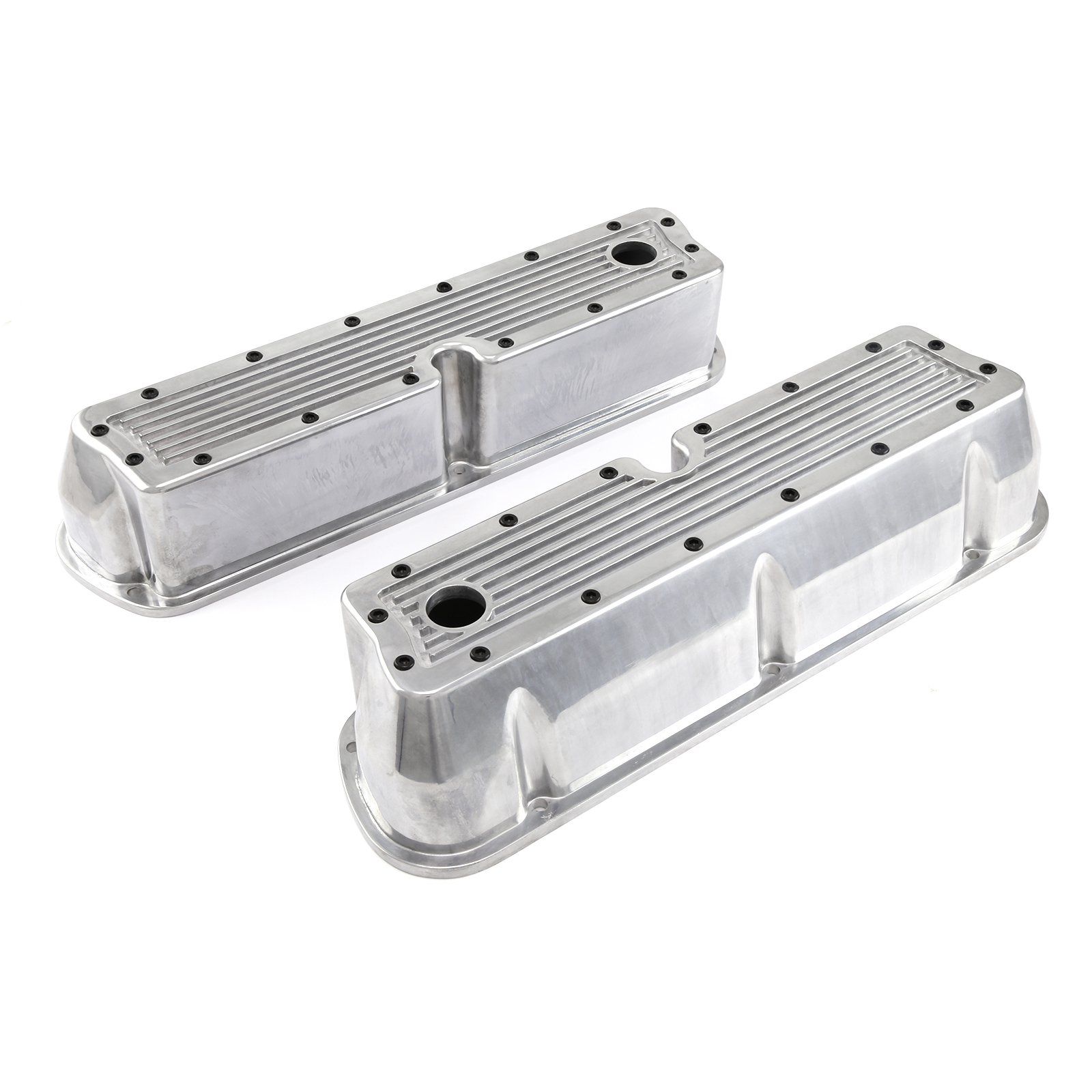 fits Ford SB 289 302 351 Windsor Polished Ribbed Aluminum Valve Covers Tall eBay