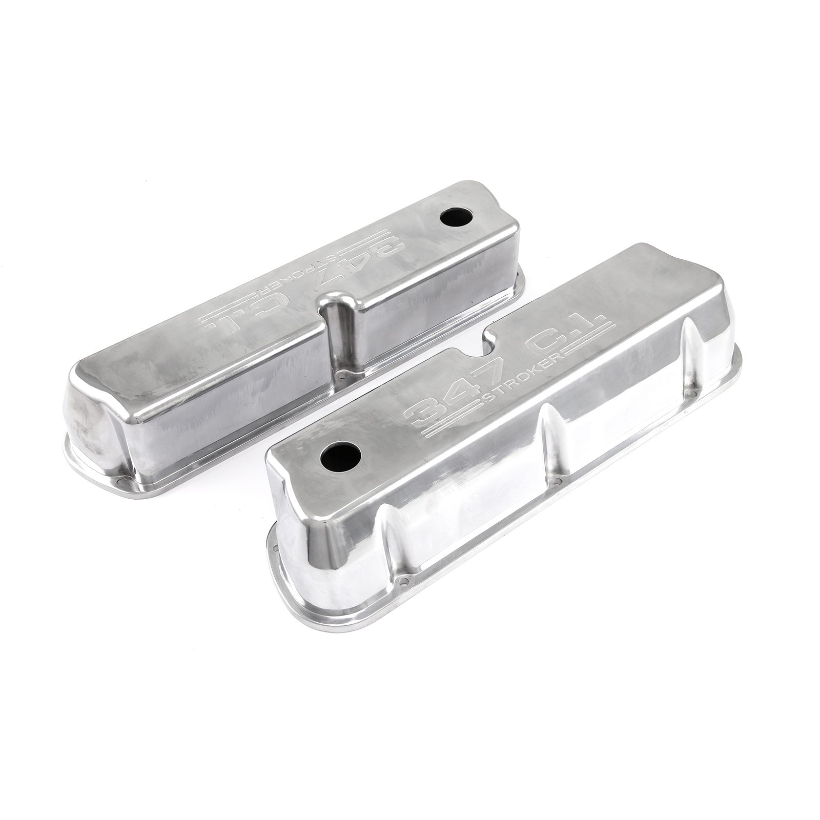 Speedmaster® PCE314.1083.09 Ford SB 289 302 351 Windsor Polished Alum. 347 Stroker Valve Covers Tall w/Hole