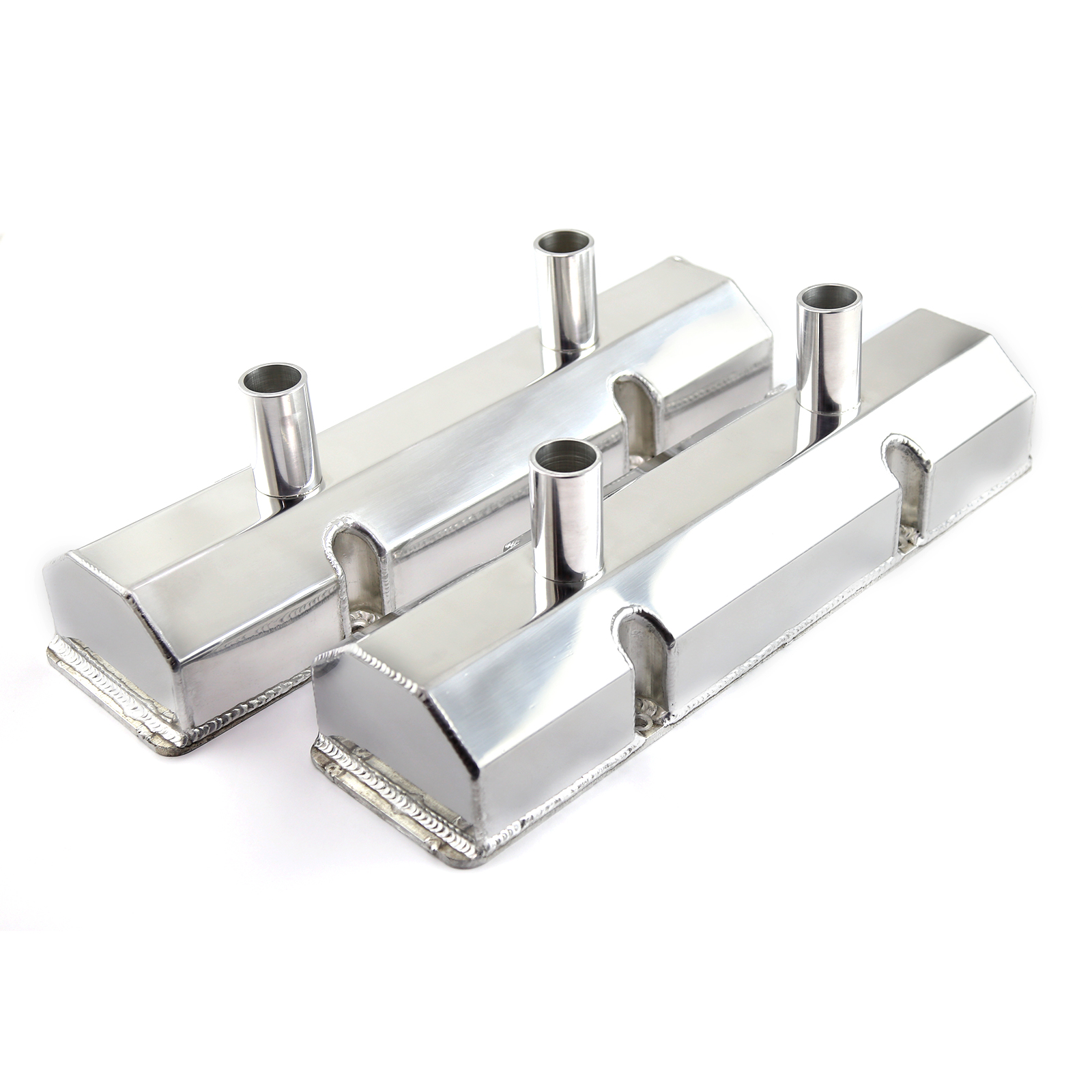 Speedmaster® PCE314.1207 Chevy SBC 350 Fabricated Polished Circle Track Valve Covers - Tall w/ Tubes on