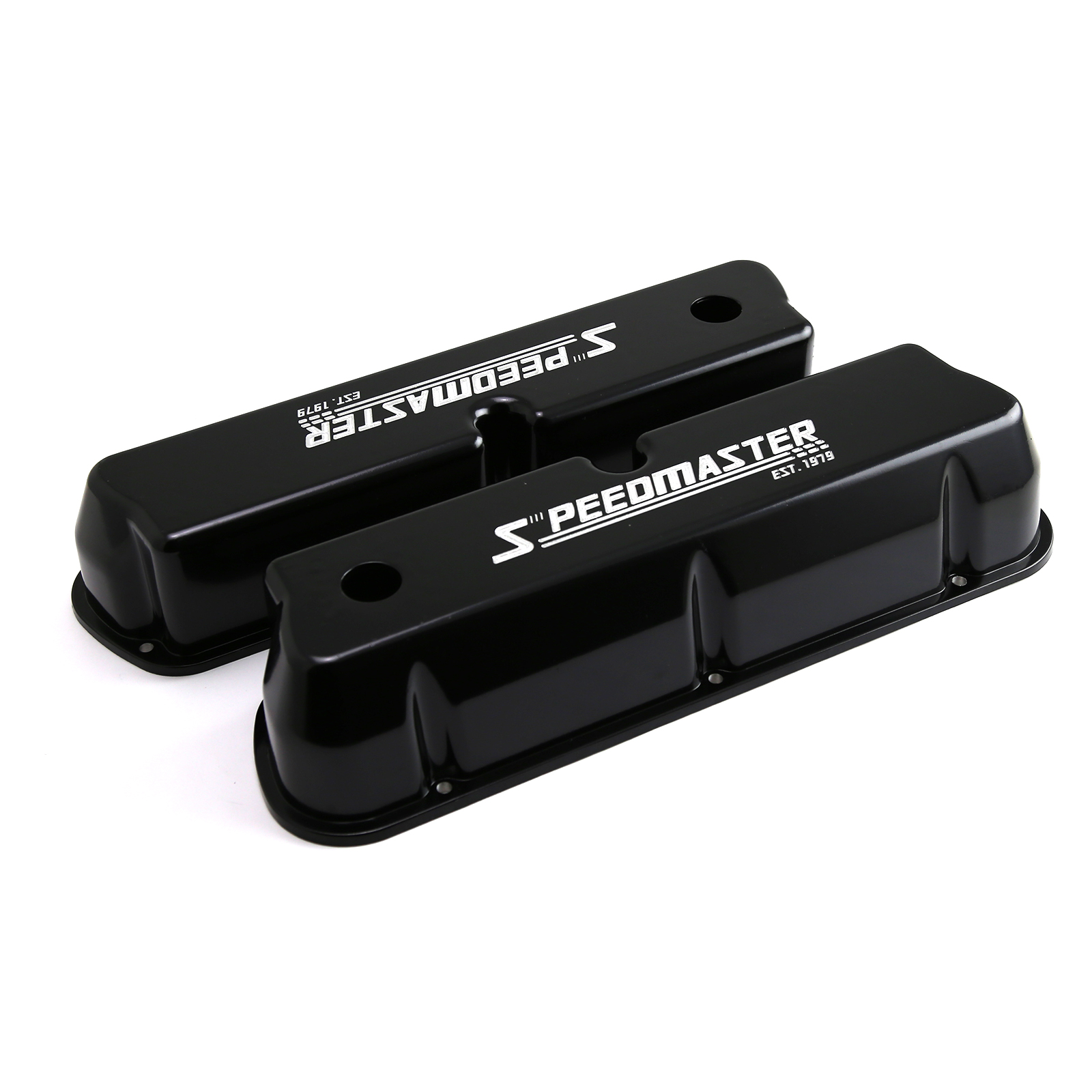 Speedmaster® PCE314.1083.12 Ford SB 289 302 351 Windsor Black Aluminum Valve Covers Tall w/Hole
