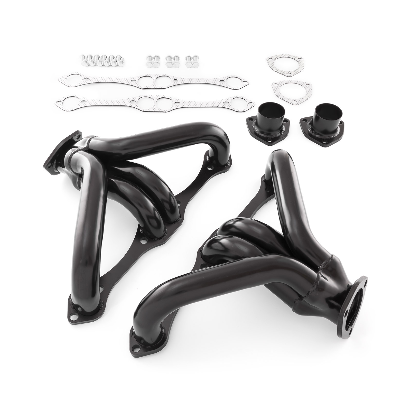 Chevy SBC 350 1 5/8" Block Hugger Black Exhaust Headers (Angle Plug Heads)