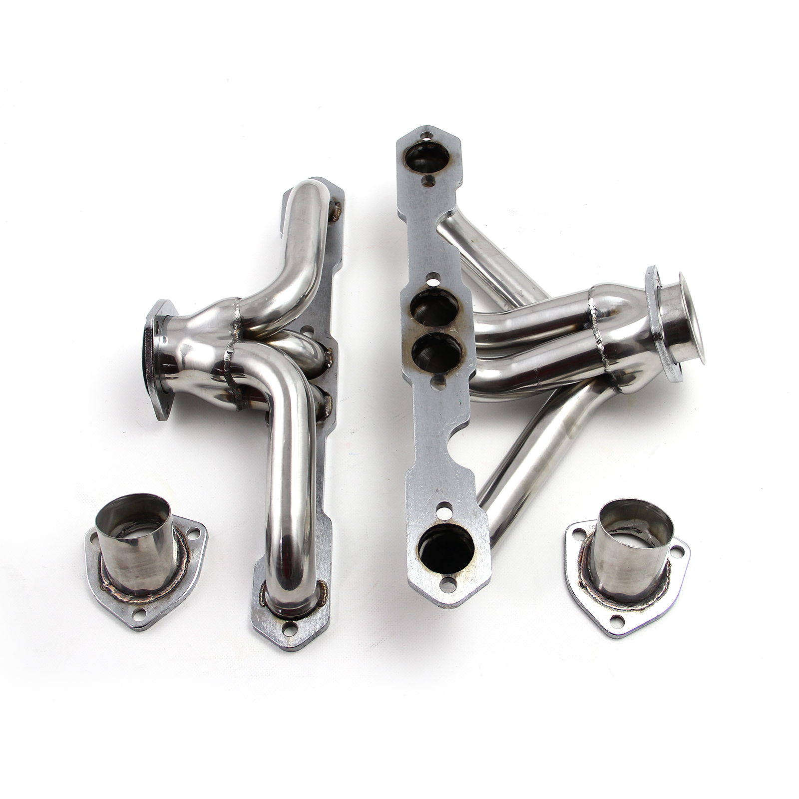 Speedmaster® PCE316.1030.01 Chevy SBC 350 1955-57 Tri-5 Shorty Stainless Steel Headers Straight Plug Heads