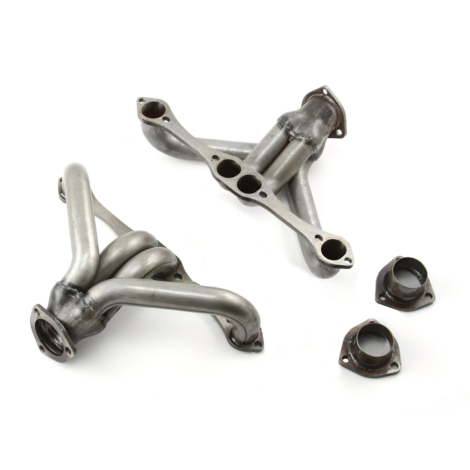 Speedmaster® PCE316.1042.04 Chevy SBC 350 1 5/8" Block Hugger Raw Exhaust Headers (Angle Plug Heads)