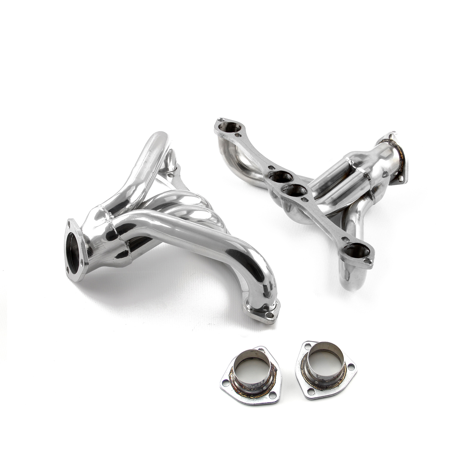 Speedmaster® PCE316.1042.01 Chevy SBC 350 1 5/8" Block Hugger Stainless Steel Exhaust Headers (Angle Plug Heads)