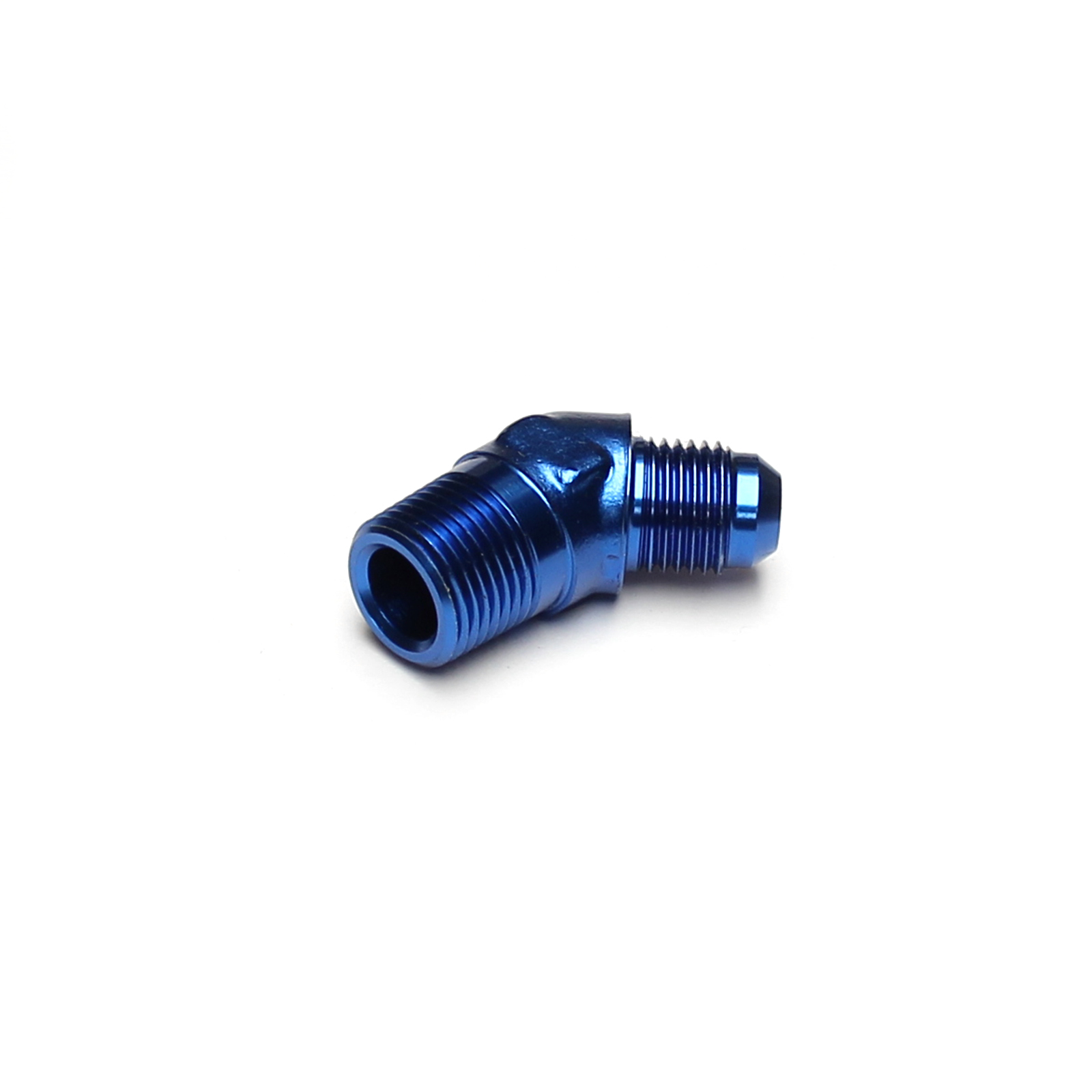 45 Degree 3/8" NPT to -6 AN Male Flare Aluminum Adapter Fitting