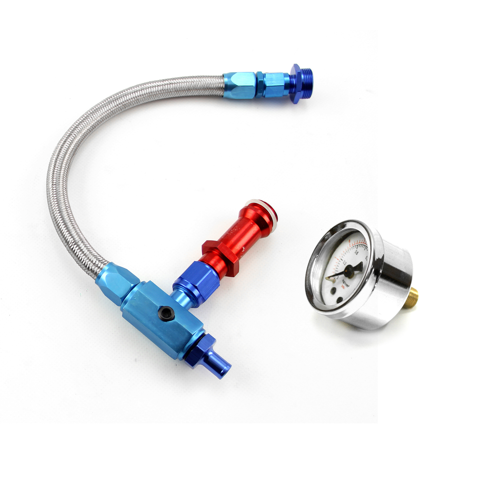 7/8" x 20 Braided Carburettor Fuel Inlet Line (Suits: Holley) + Gauge