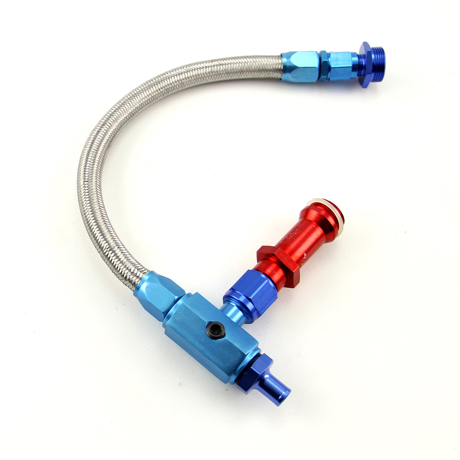 Speedmaster® PCE341.1016 7/8" x 20 Braided Carburettor Fuel Inlet Line (Suits: Holley) + Gauge