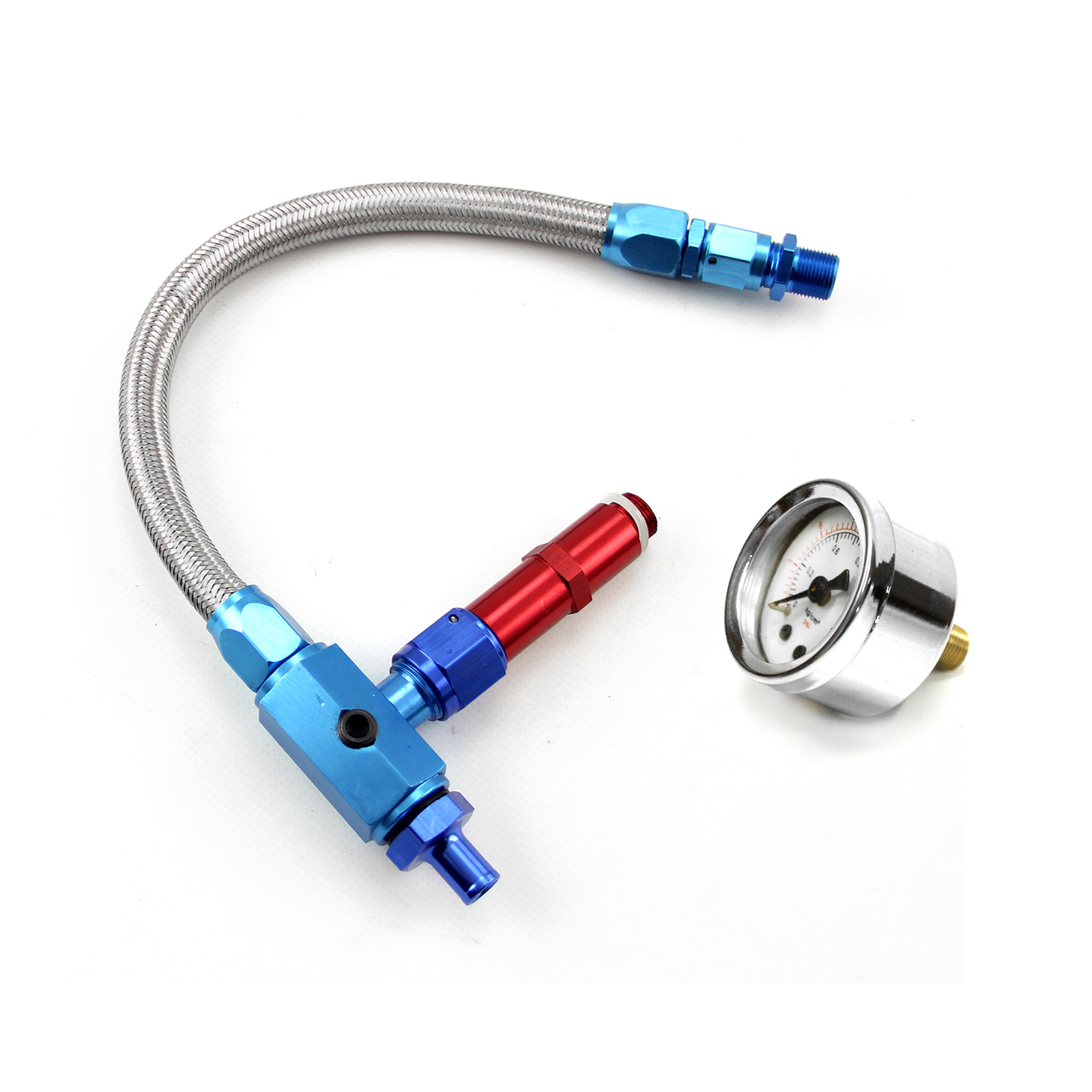 9/16" x 24 Braided Carburettor Fuel Inlet Line (Suit: BG S79) + Gauge