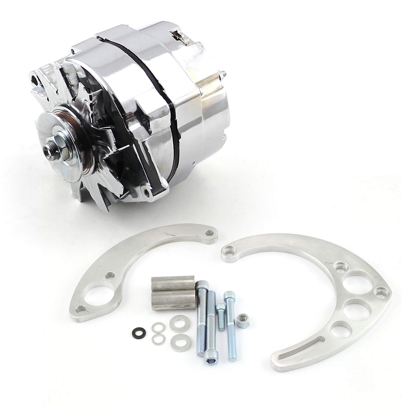 Chevy BBC 454 100 Amp 1 Wire Alternator & Short/Electric Pump Billet Bracket Kit