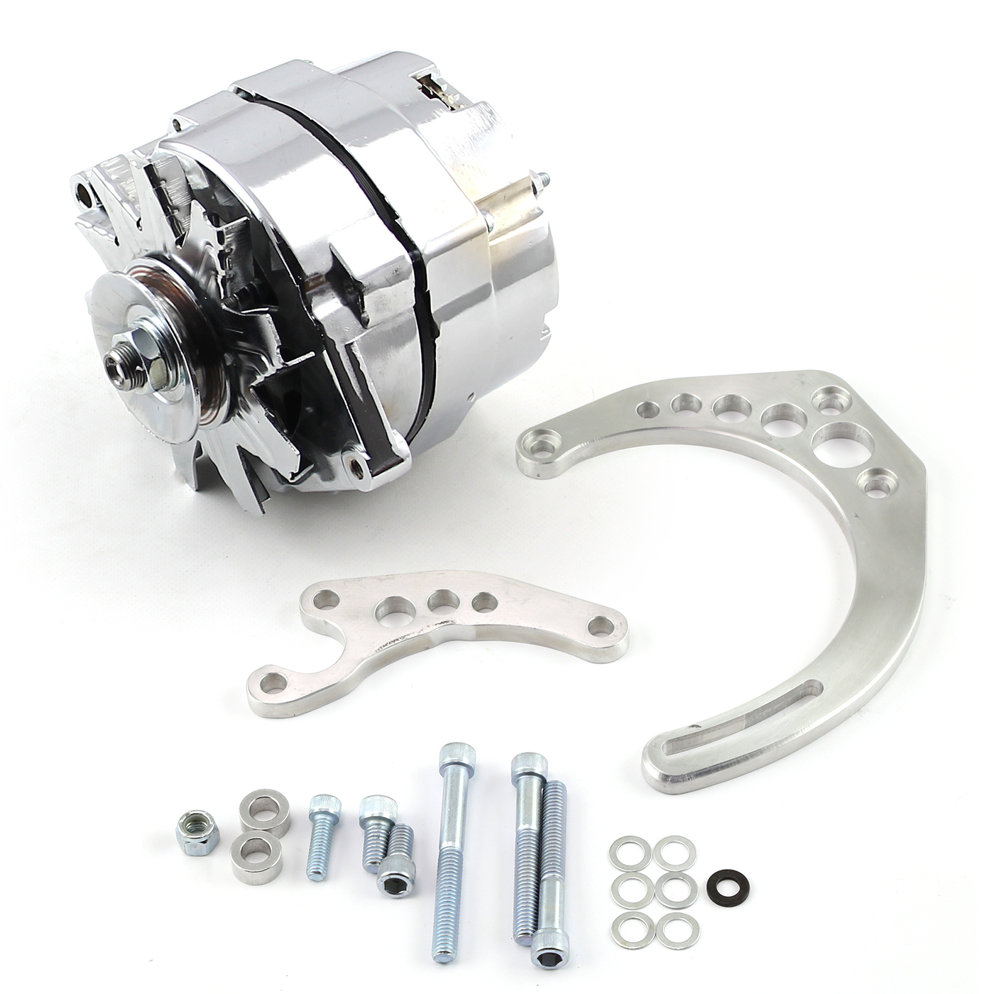 Chevy SBC Camel Hump Fuelie 100 Amp 1 Wire Alternator & LWP Billet Bracket Kit