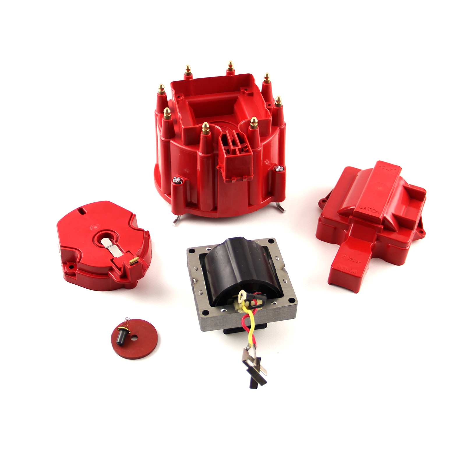 Speedmaster® PCE378.1002 HEI Distributor Cap Rotor 65K Coil Cover Red Upgrade Kit