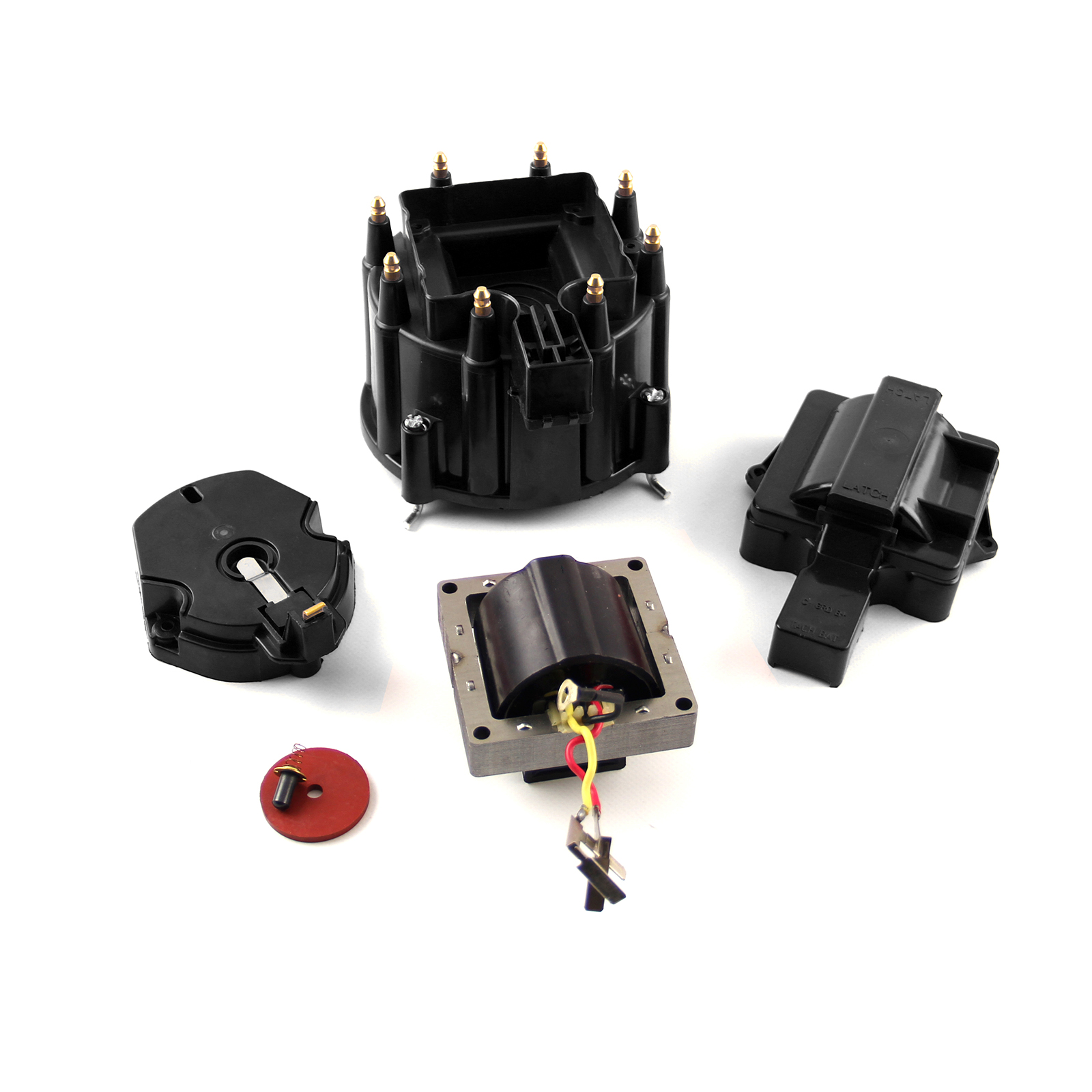 HEI Distributor Cap Rotor 65K Coil Cover Black Upgrade Kit