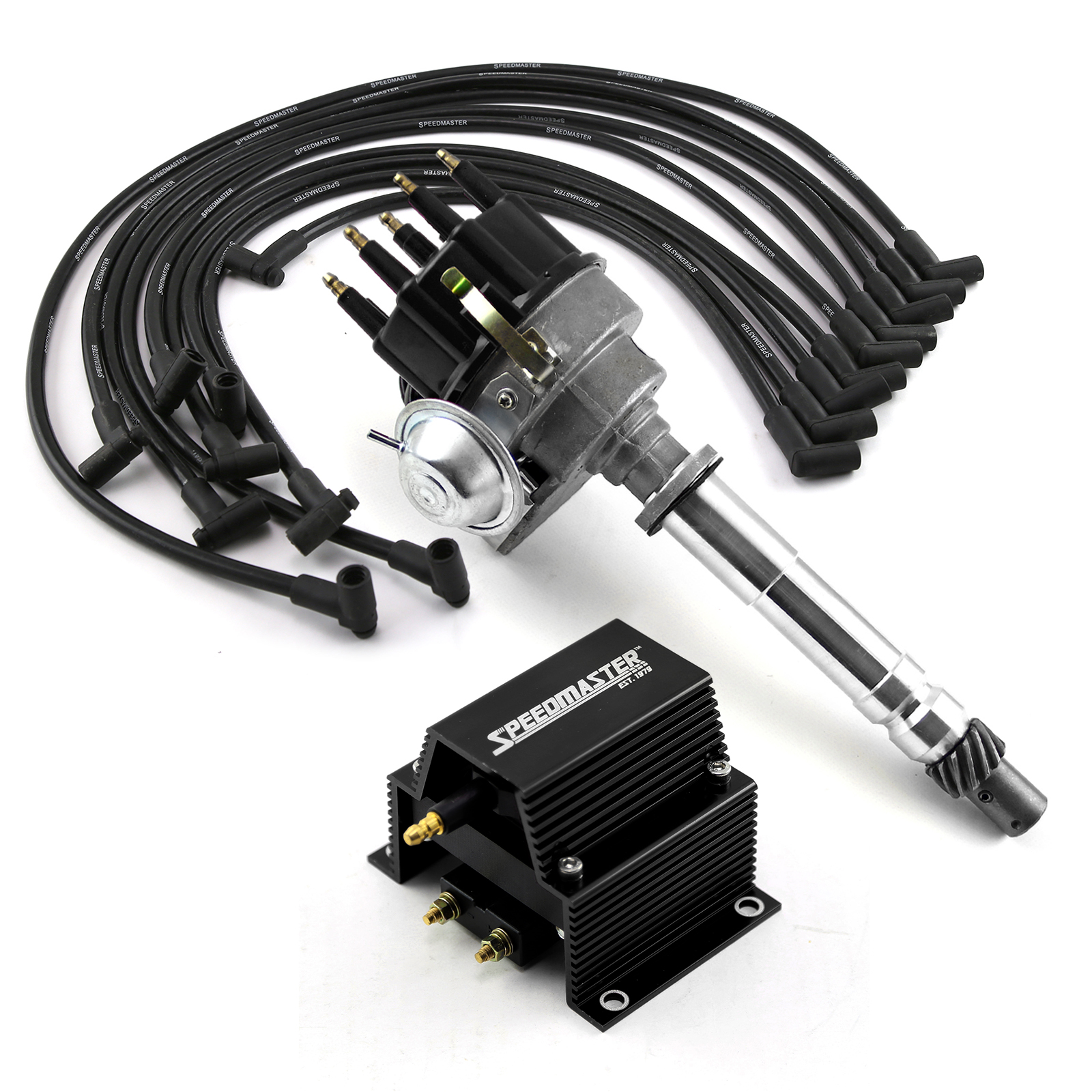 Speedmaster® PCE385.1004.01 Chevy SBC 350 BBC 454 Ready-to-run Black Ignition Distributor Combo