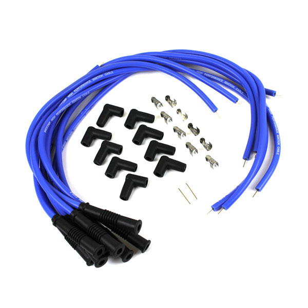 Speedmaster® PCE390.1017.01 Universal 90 Deg to Straight Non Terminated Male Blue Spark Plug Wires suit Ford